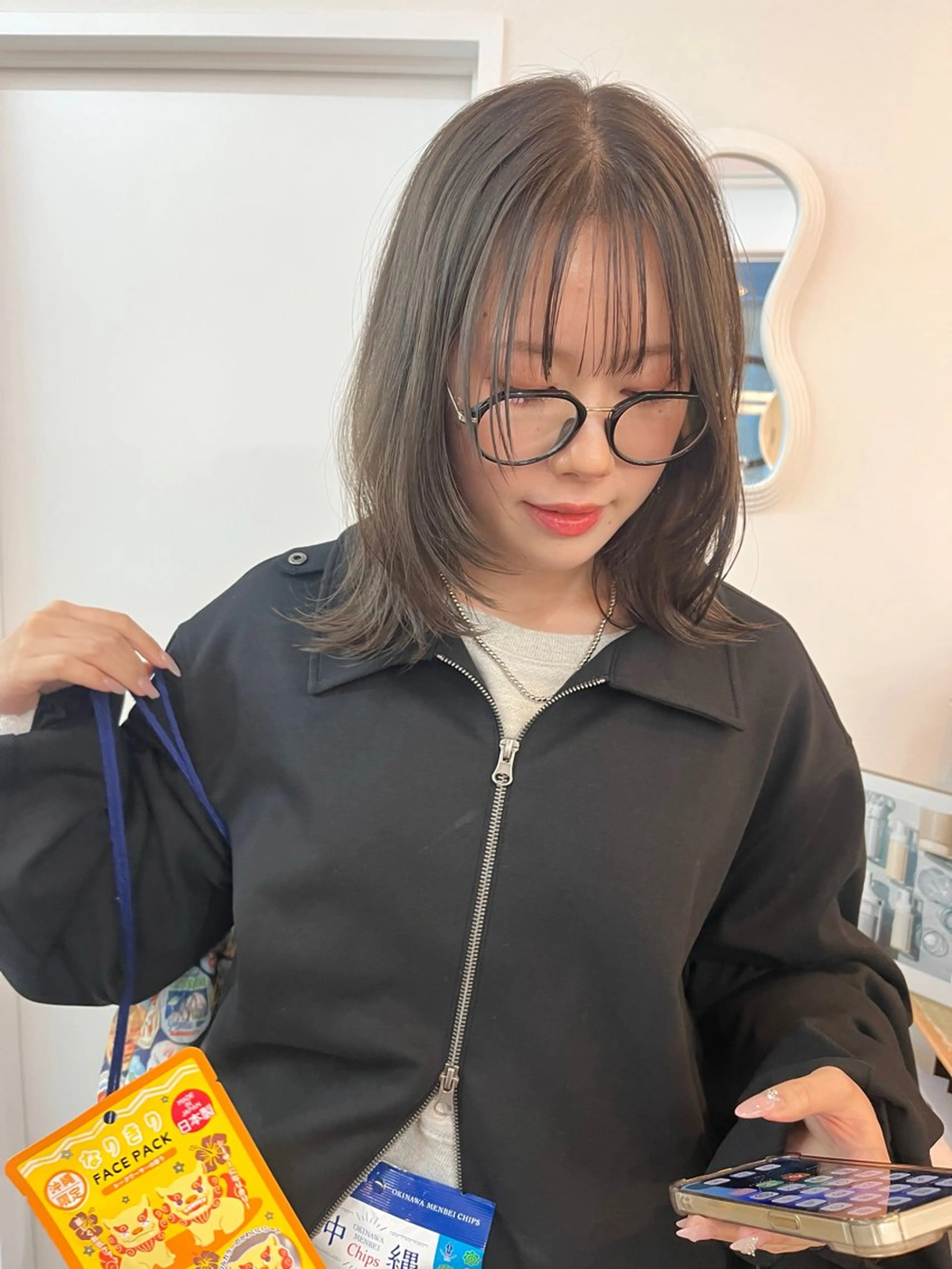 ミディアム カラー カット ヘアカラー トリートメント レイヤーカット/韓国 ヘア/ honokaのヘアスタイル