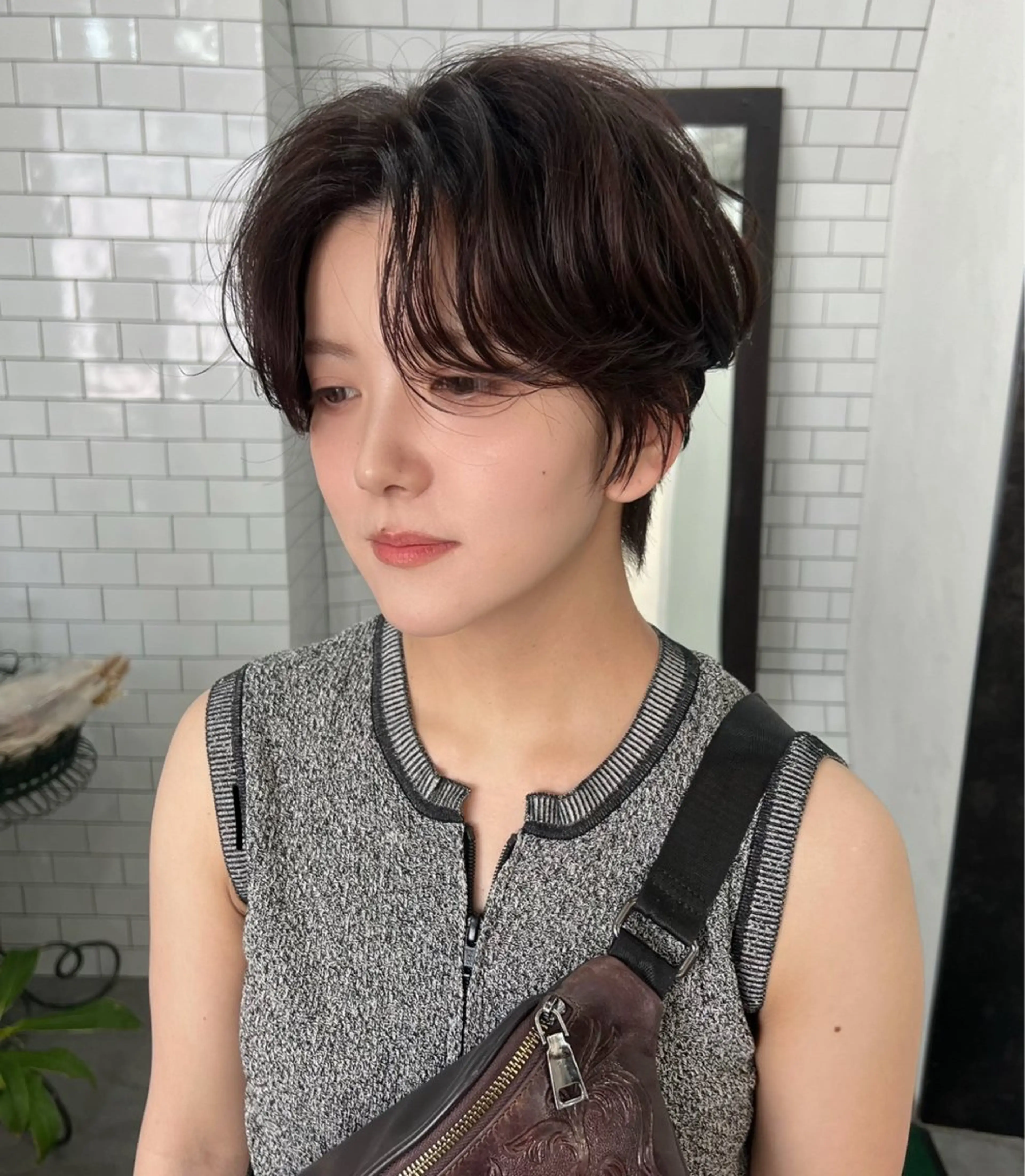 ショート カット ヘアカラー トリートメント 紙屋町ショート /ボブ　パーマ河内蓮のヘアスタイル