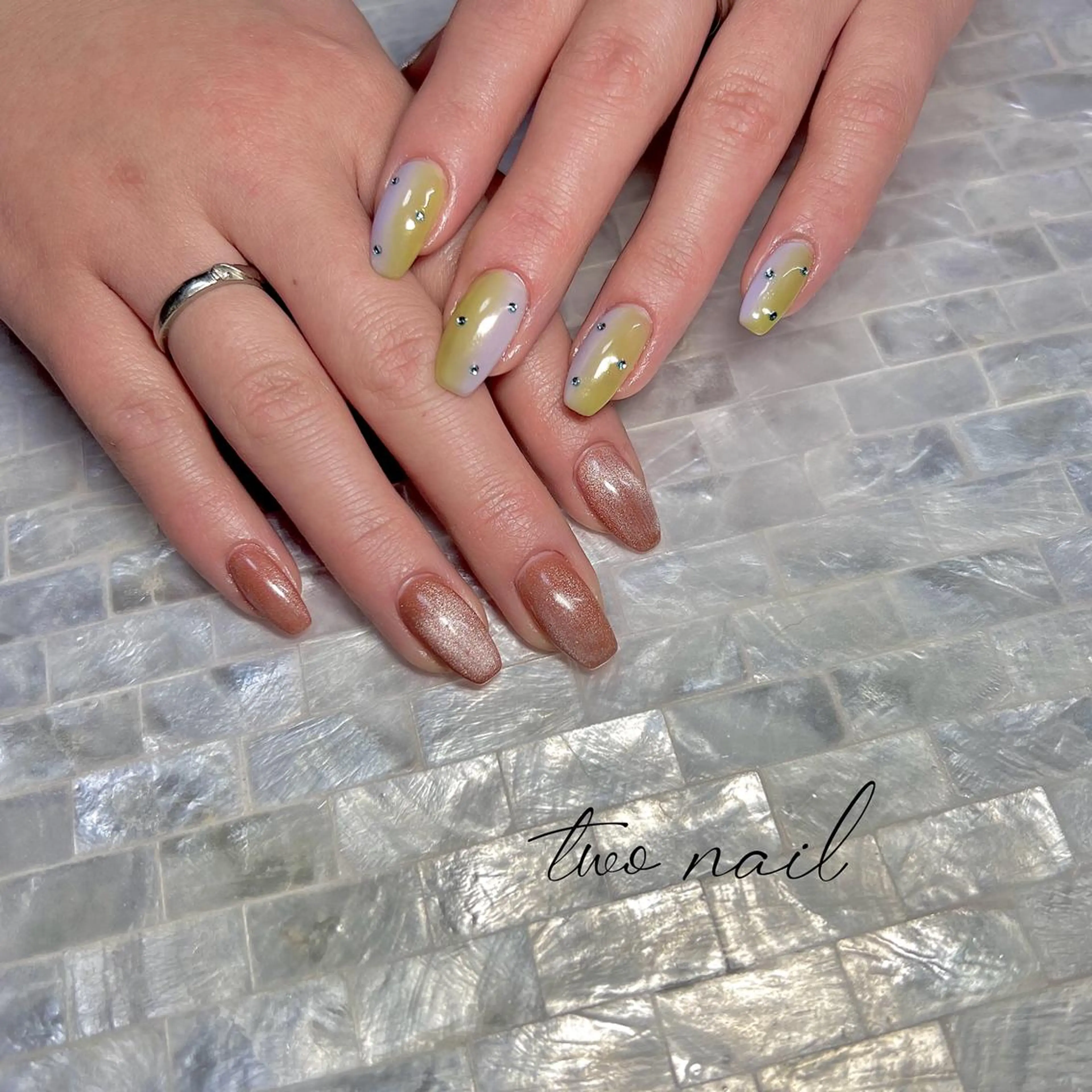 ネイル アートネイル フットネイル ハート マグネットネイル ニュアンスネイル two nailのネイルデザイン