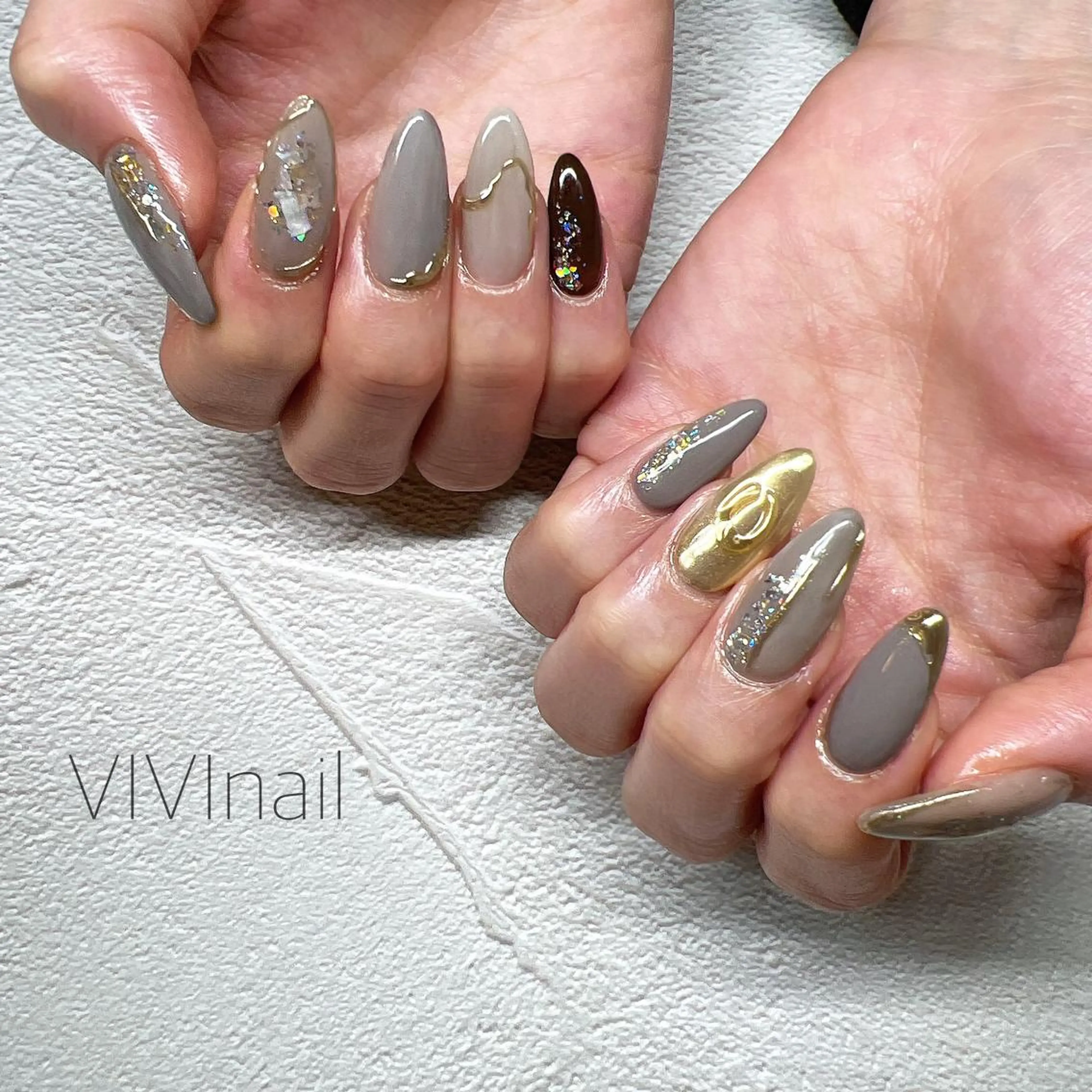 ネイル ミラーネイル ニュアンスネイル ハンドネイル vivi nailのネイルデザイン