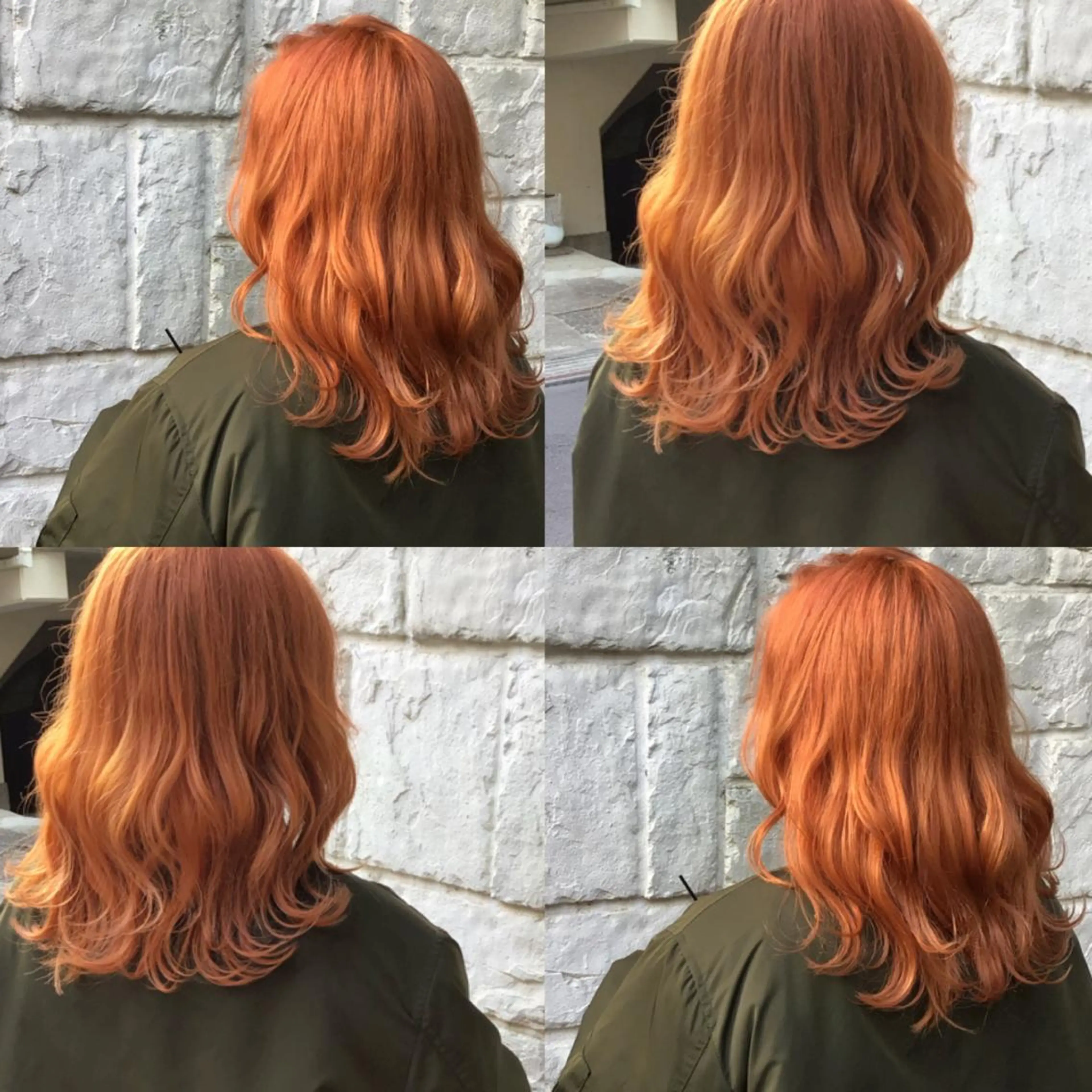 ミディアム カラー ハイトーンカラー オレンジ 外国人風カラー カジュアルを女っぽく 𝗮𝘆𝗮𝗰𝗼のヘアスタイル