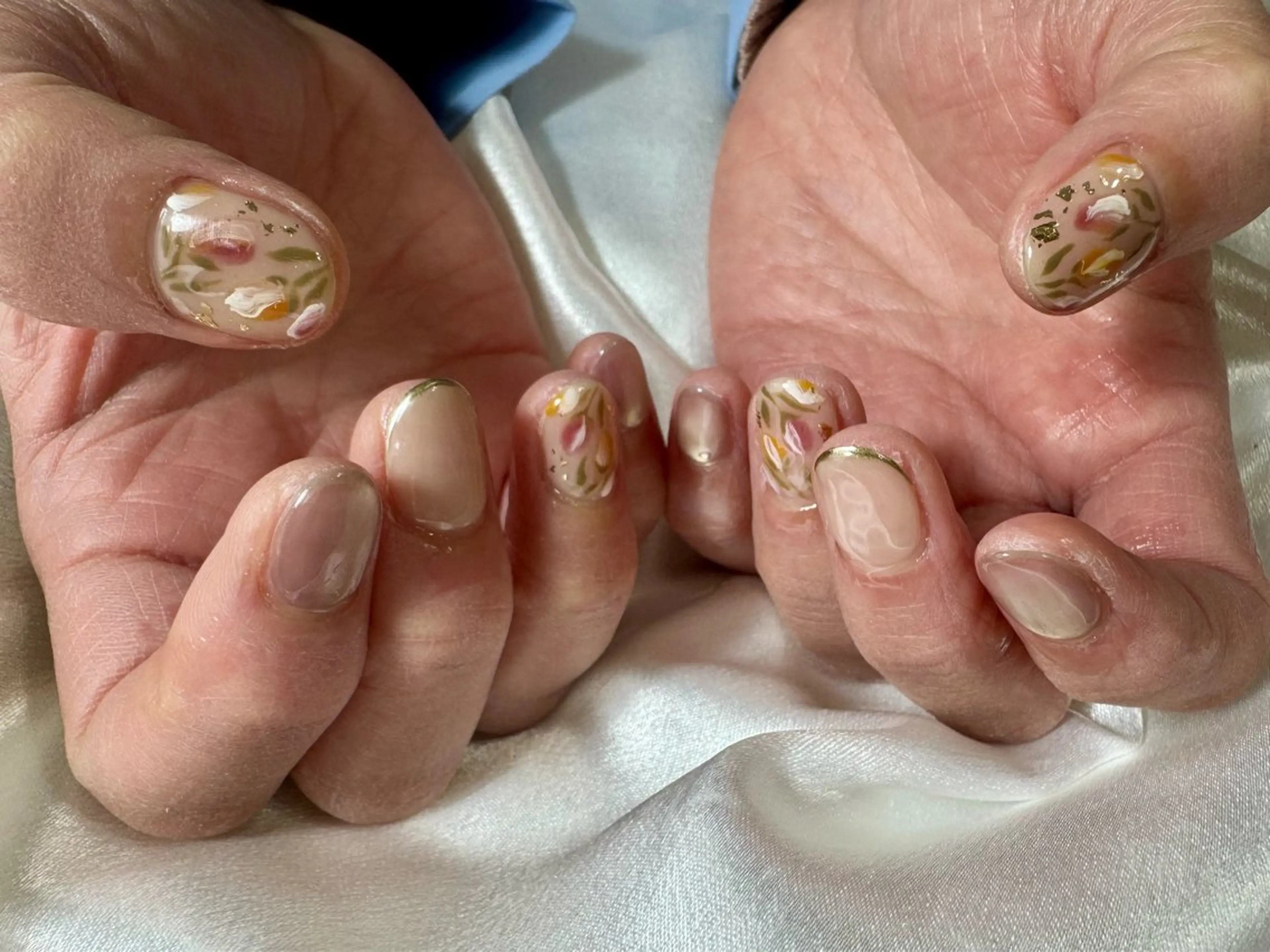 ネイル オーロラネイル 桜ネイル フラワーネイル フットネイル フレンチネイル ハンドネイル kikinail 溝の口のネイルデザイン