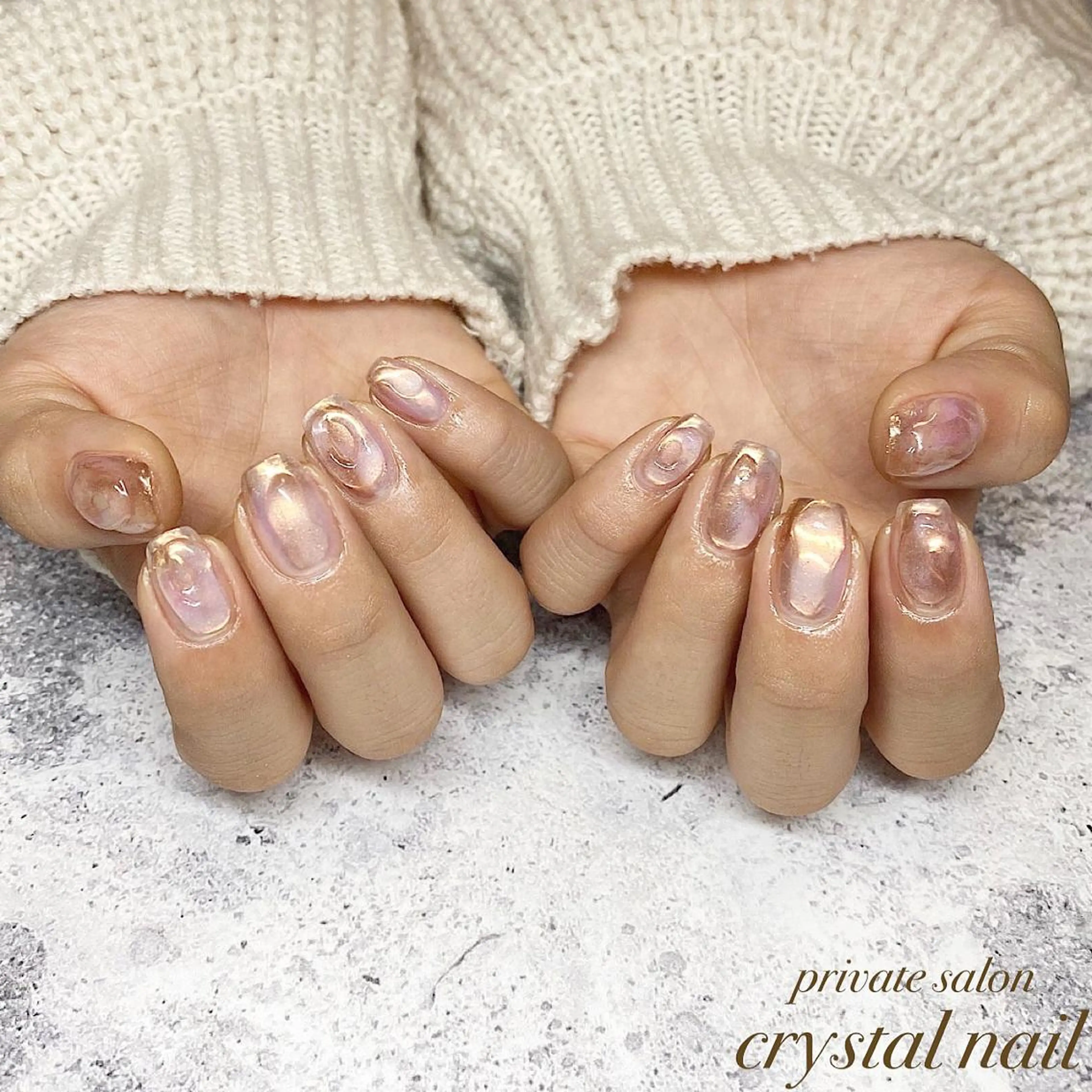 ネイル ミラーネイル ニュアンスネイル Crystal Nailのネイルデザイン