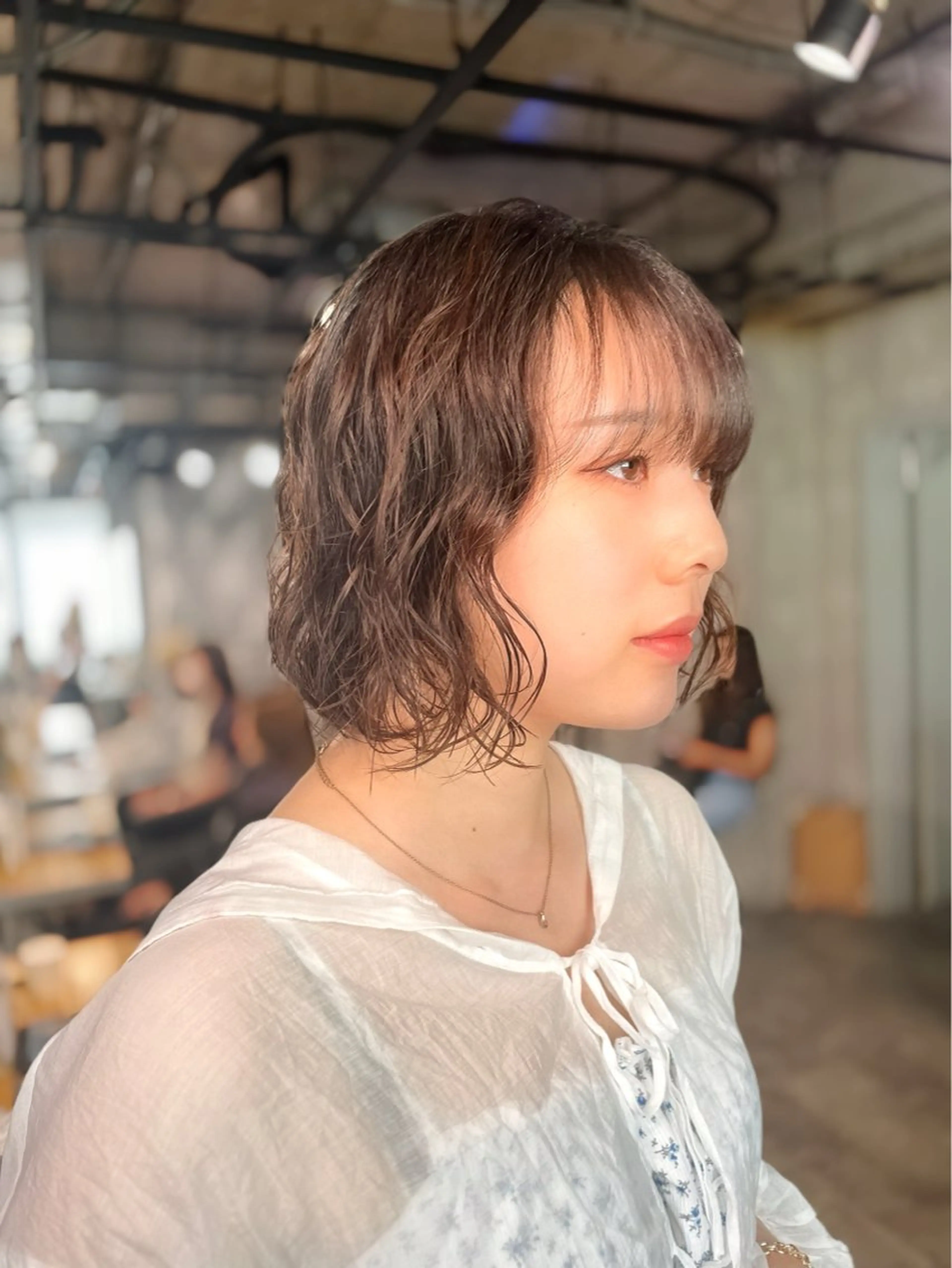 ミディアム パーマ ミディアムパーマ ボブ 縮毛矯正/ハイトーン /パーマ/前原汐🎐のヘアスタイル