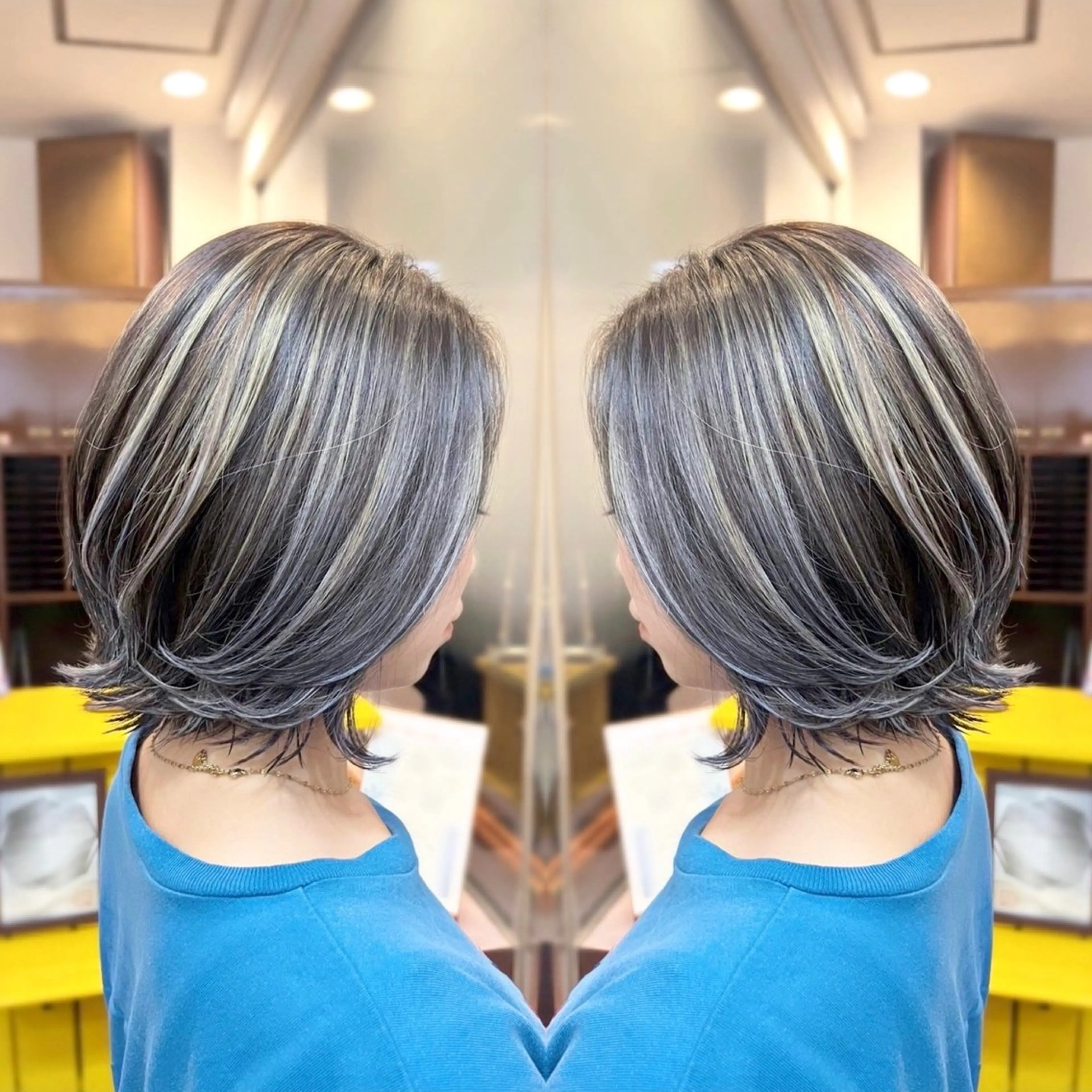 ショート カラー デザインカラー グレージュ ハイライトカラー ハイライト 谷口 瑠南のヘアスタイル