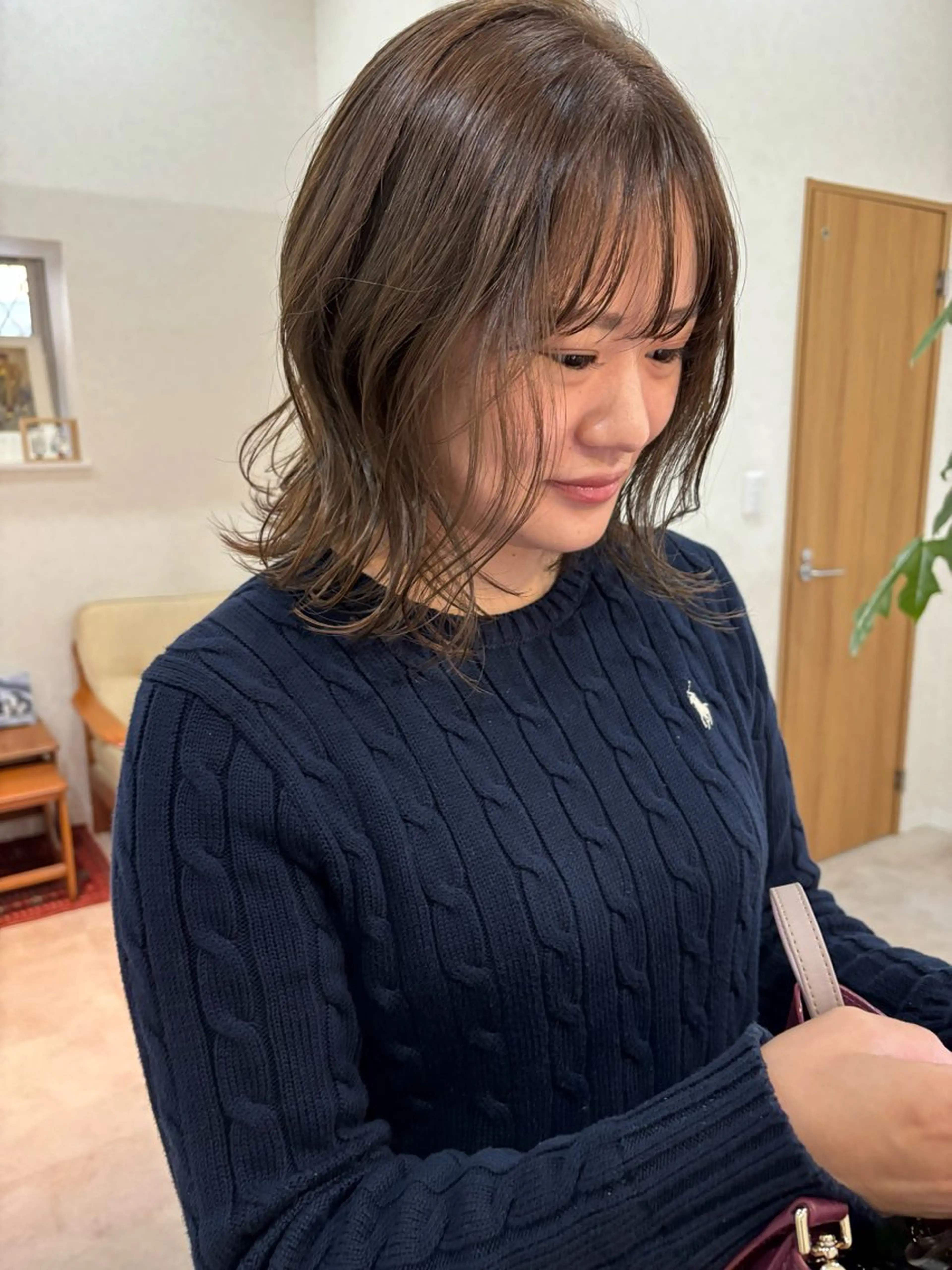 ミディアム カラー en,所属・en,ボブ/レイヤー パーマ/透明感カラーのヘアスタイル