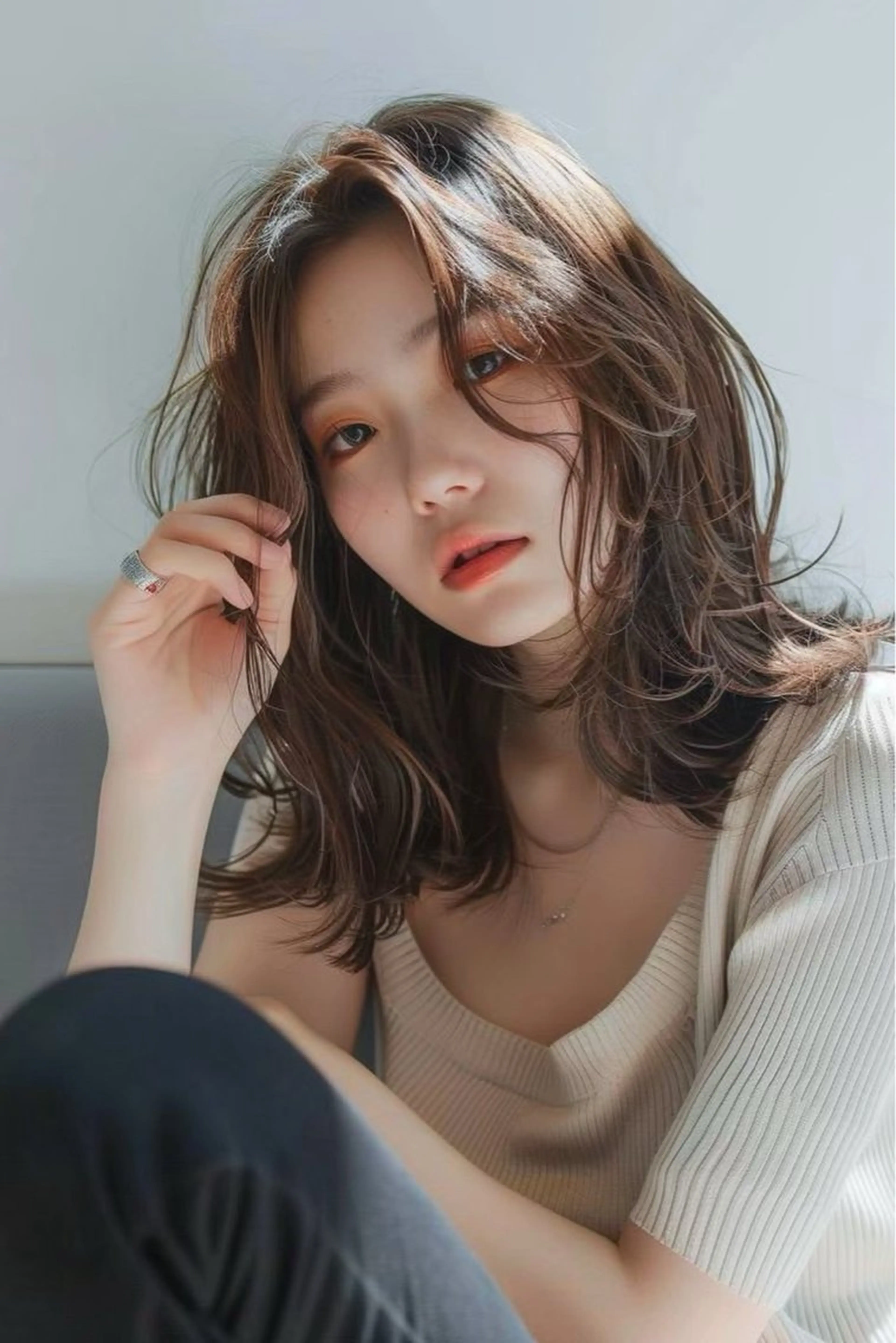 ミディアム カラー カット ヘアカラー トリートメント 最新ケアカラー 髪質改善YUTOのヘアスタイル