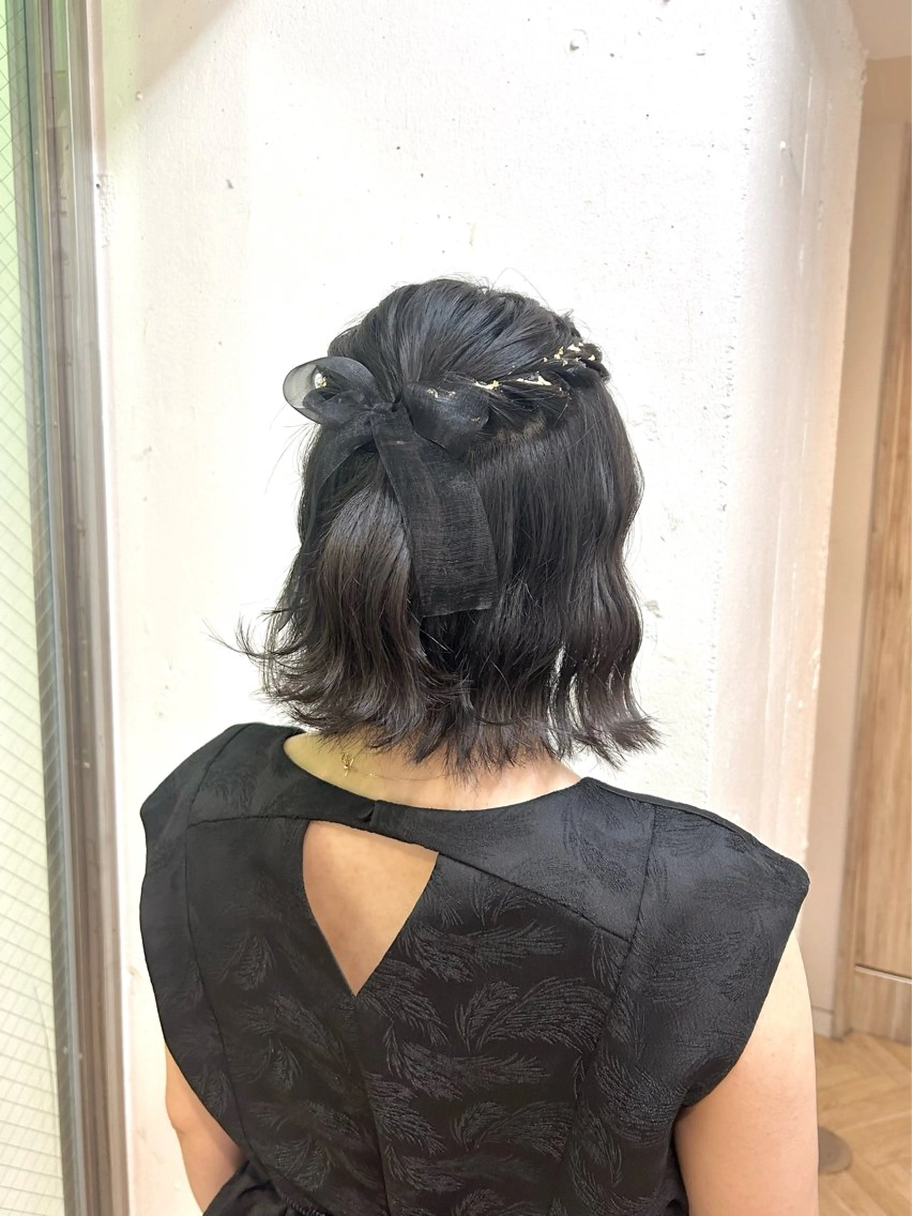 ヘアアレンジ ハーフアップ ボブ ♛︎ きっか ♛︎ ヘアアレンジ🩵のヘアスタイル