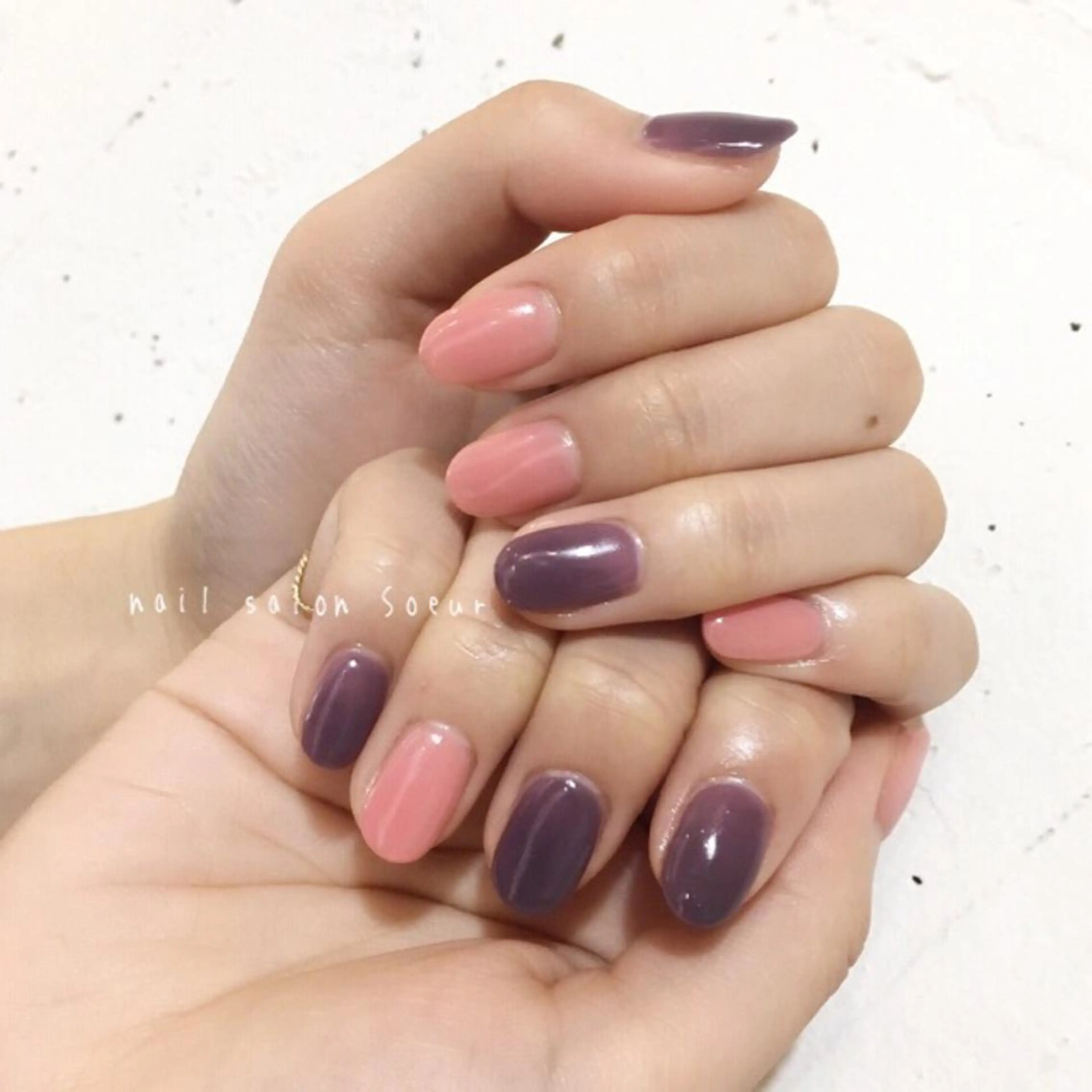 ネイル ジェルネイル ワンカラーネイル 春ネイル ストーンネイル nail salon Soeurのネイルデザイン