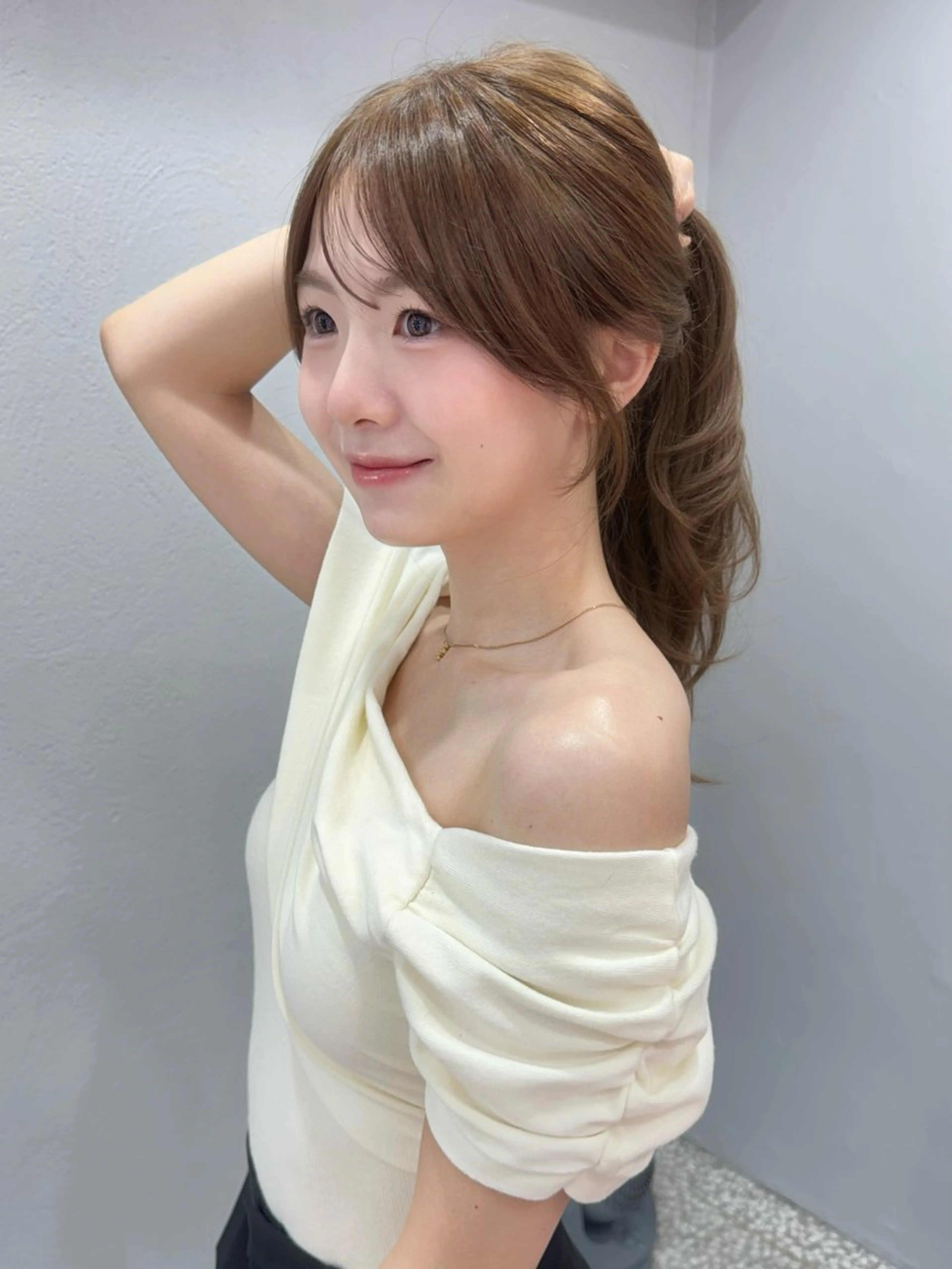 ミディアム 顔周りカット 韓国風ヘア レイヤーカット カット ヘアカラー トリートメント 顔周り/透明感カラー REINA𓍯/のヘアスタイル