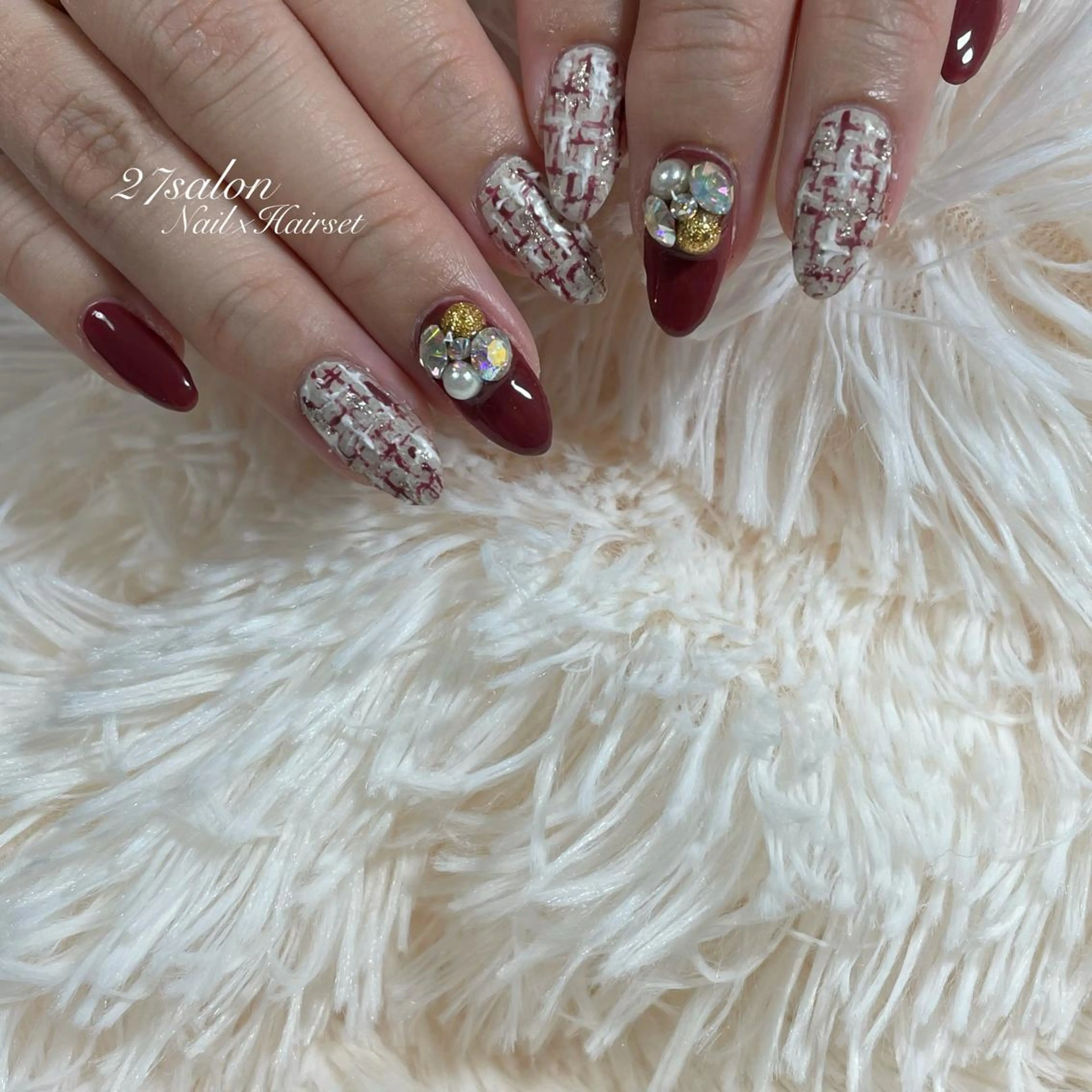 ネイル ツイードネイル 27salon yuinaのネイルデザイン