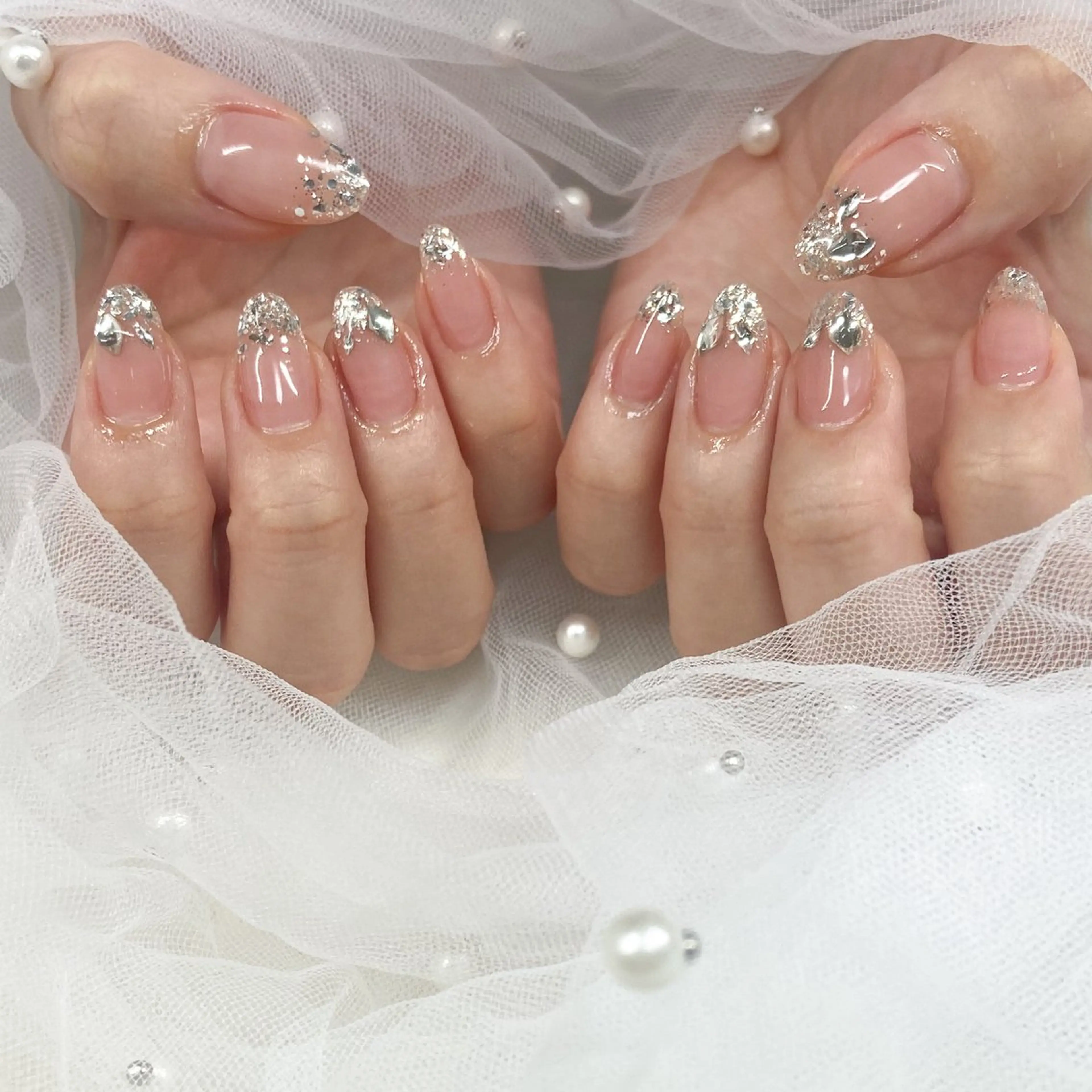 ネイル キラキラネイル ピンク シンプルネイル ハンドネイル べルミエール sakiのネイルデザイン