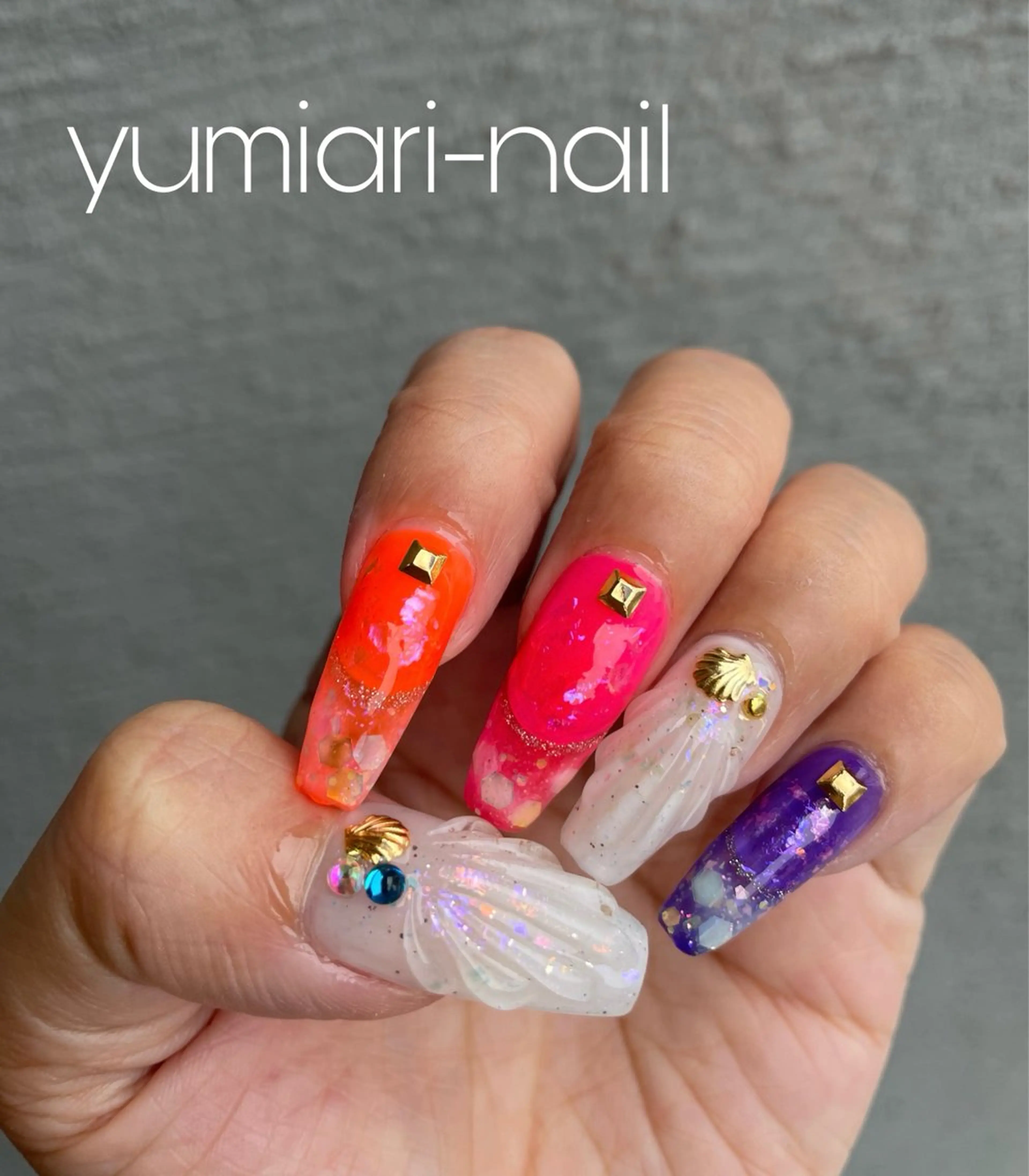 ネイル 長さ出し 持ち込み フットネイル YUMIARI NAILのネイルデザイン