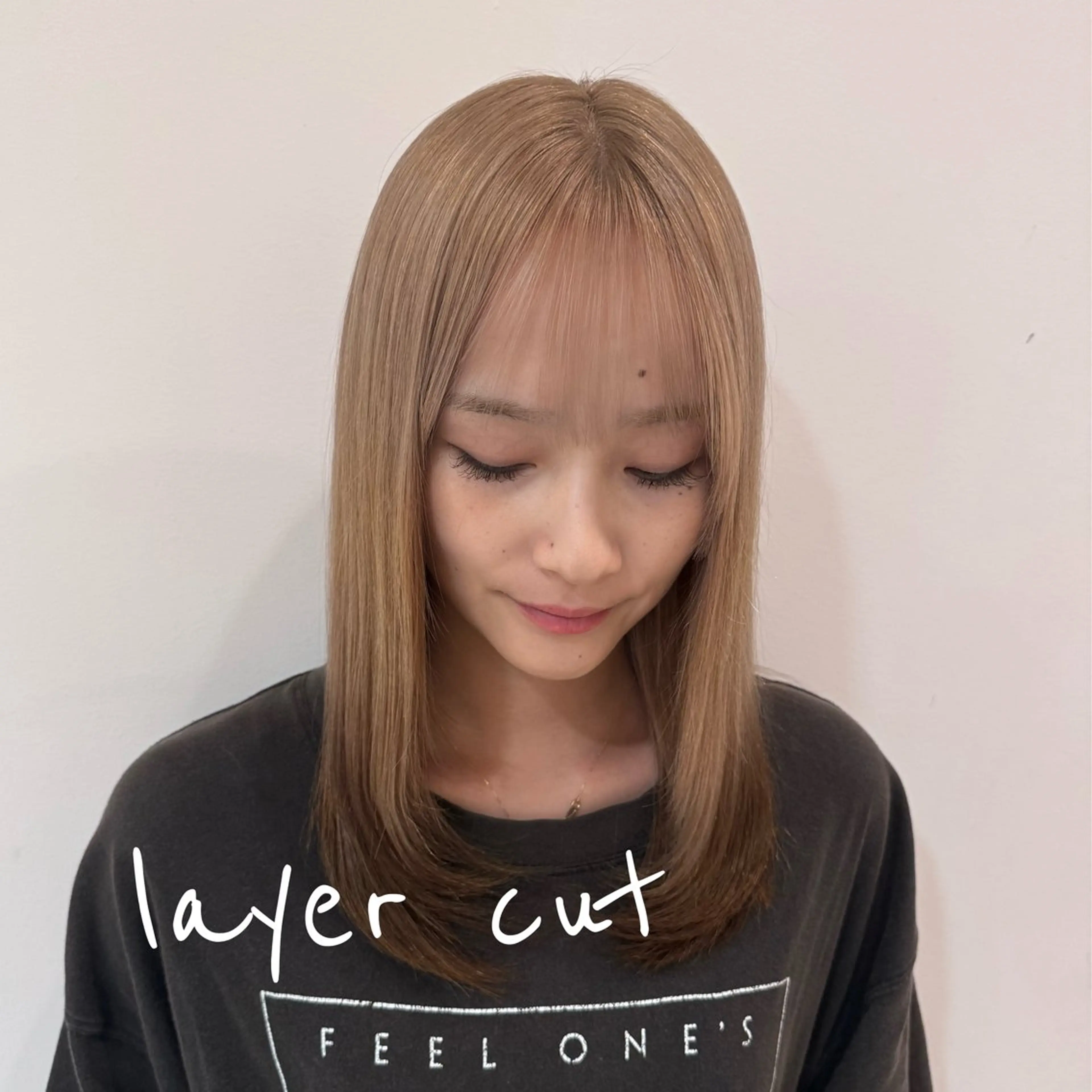 ミディアム レイヤーカット ボブカット/ むなかたももか🐾のヘアスタイル