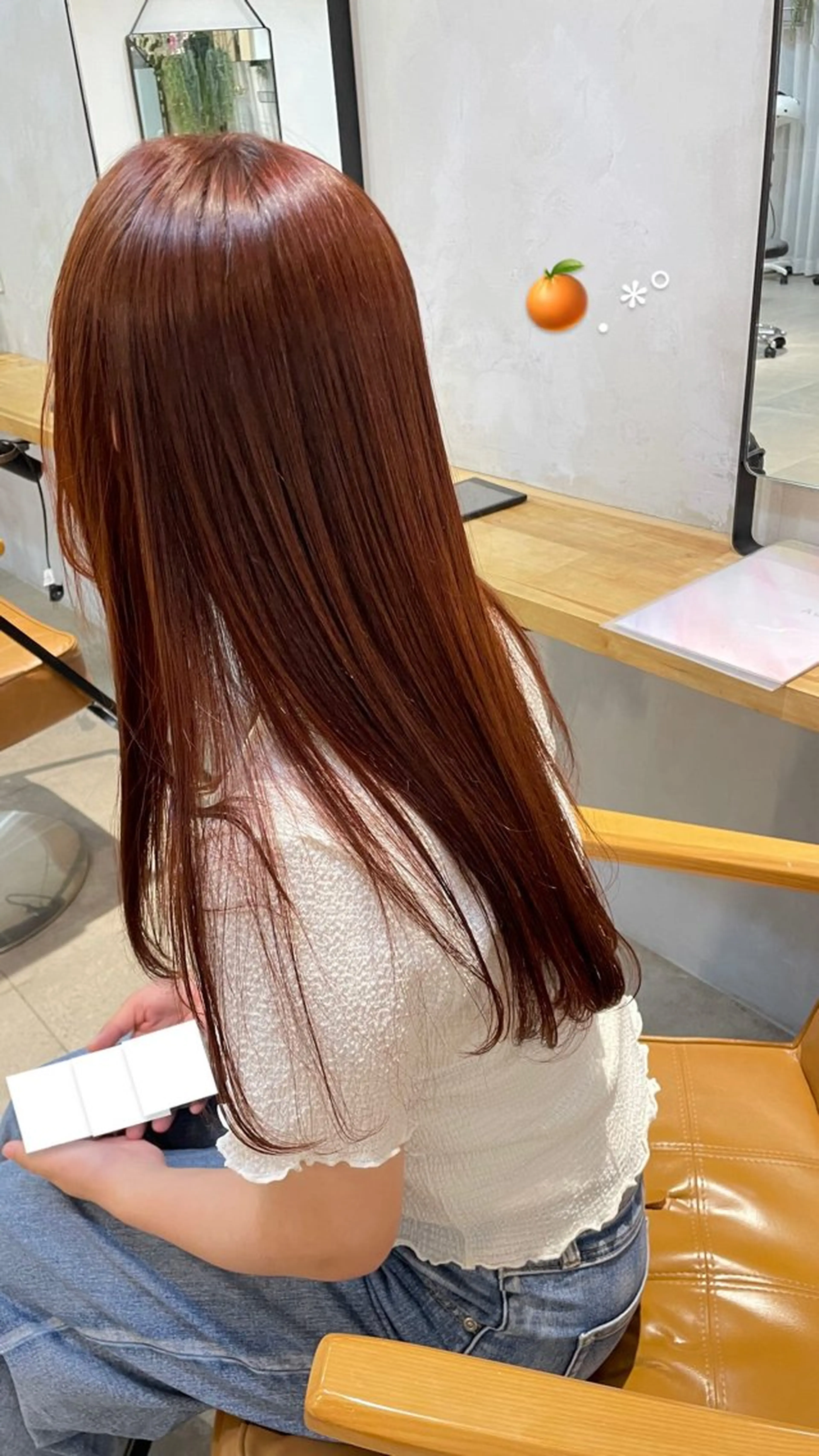 ロング カラー ブリーチ ブラウンカラー 透明感カラー オレンジ 縮毛矯正 🌙suwa🌙 /カットのヘアスタイル