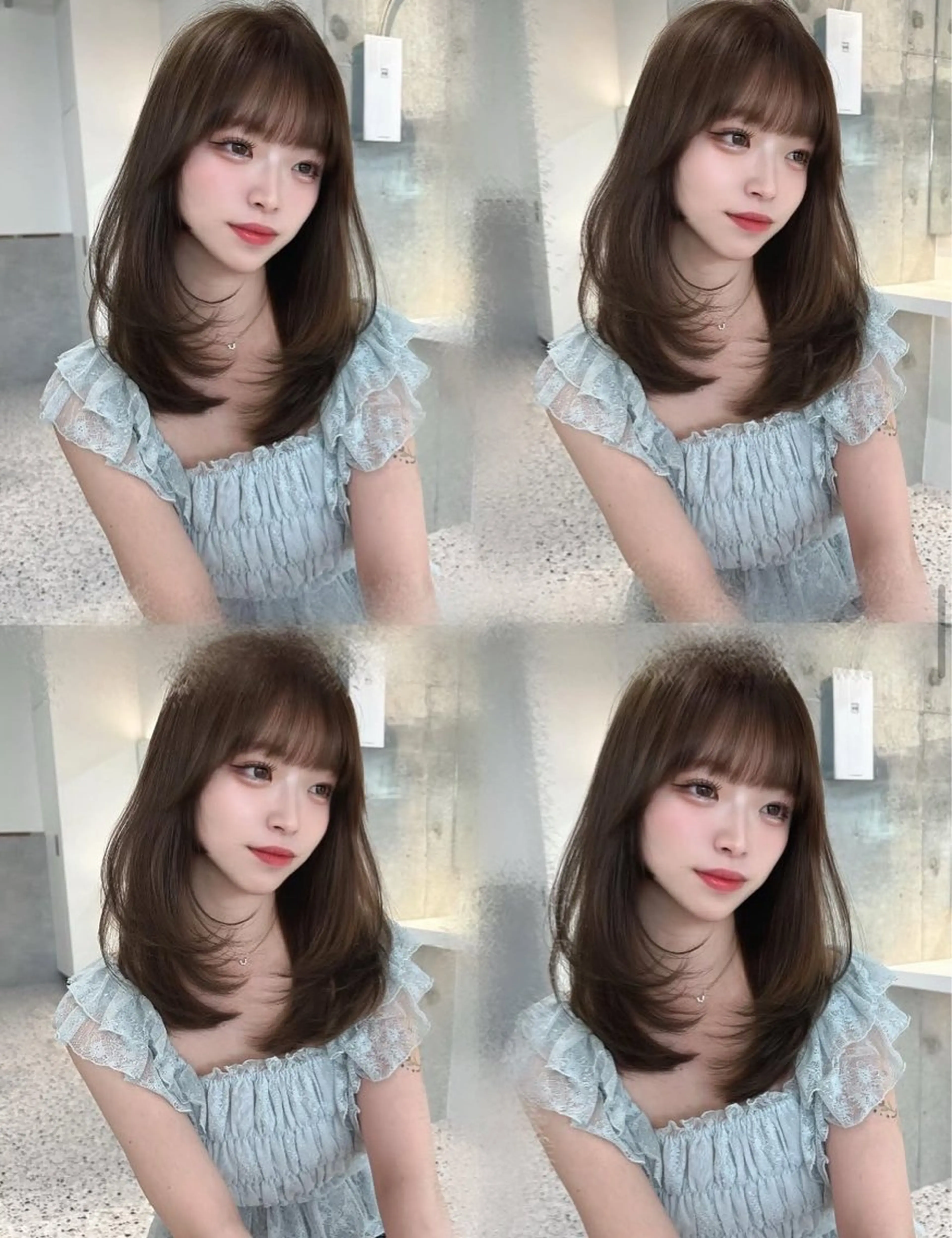 ミディアム ヘアカラー rina／ベージュ ワンホン/韓国ヘアのヘアスタイル