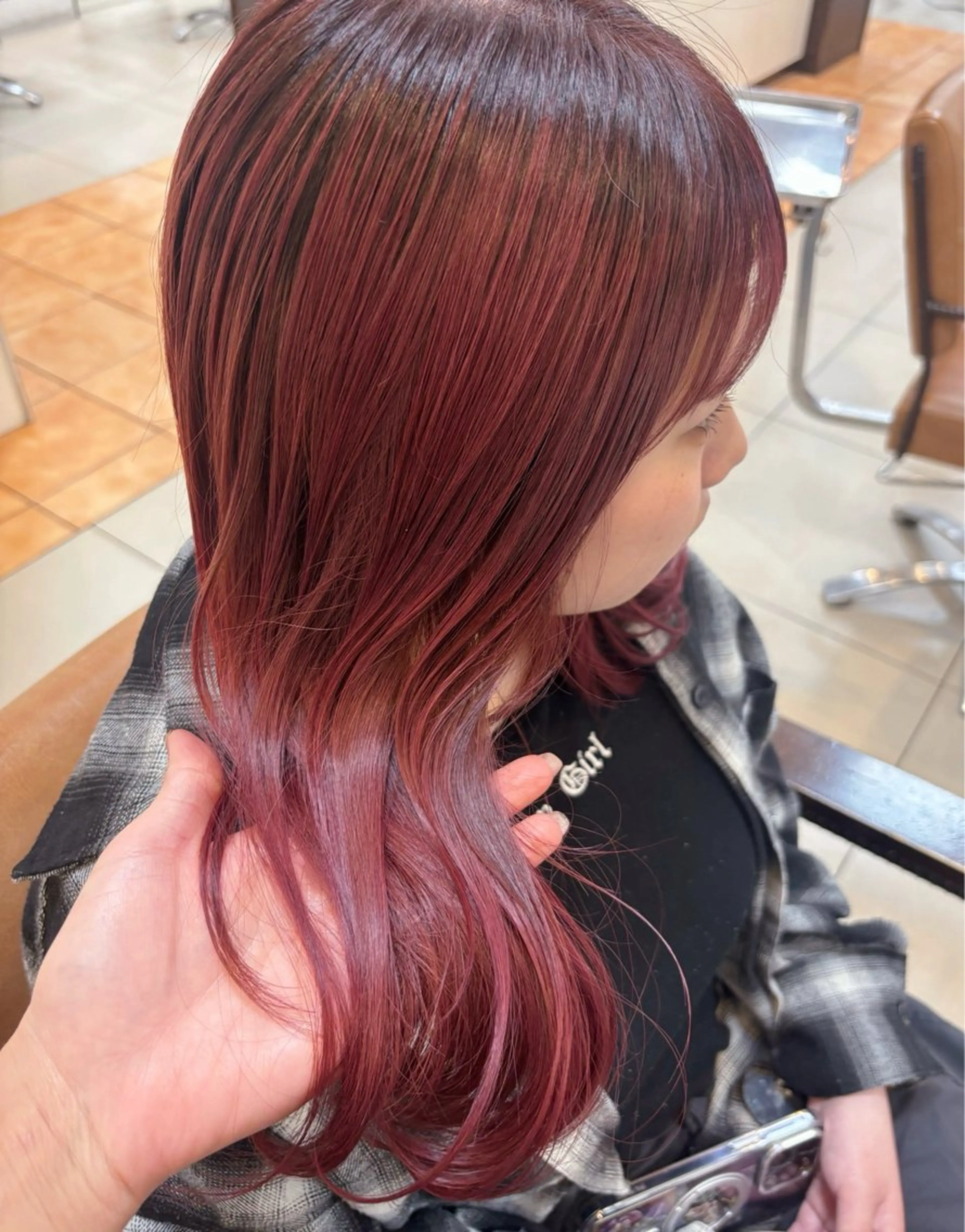 ミディアム カラー レッドカラー ヘアカラー トリートメント 頭皮×髪質改善 透明感カラー💎中村のヘアスタイル