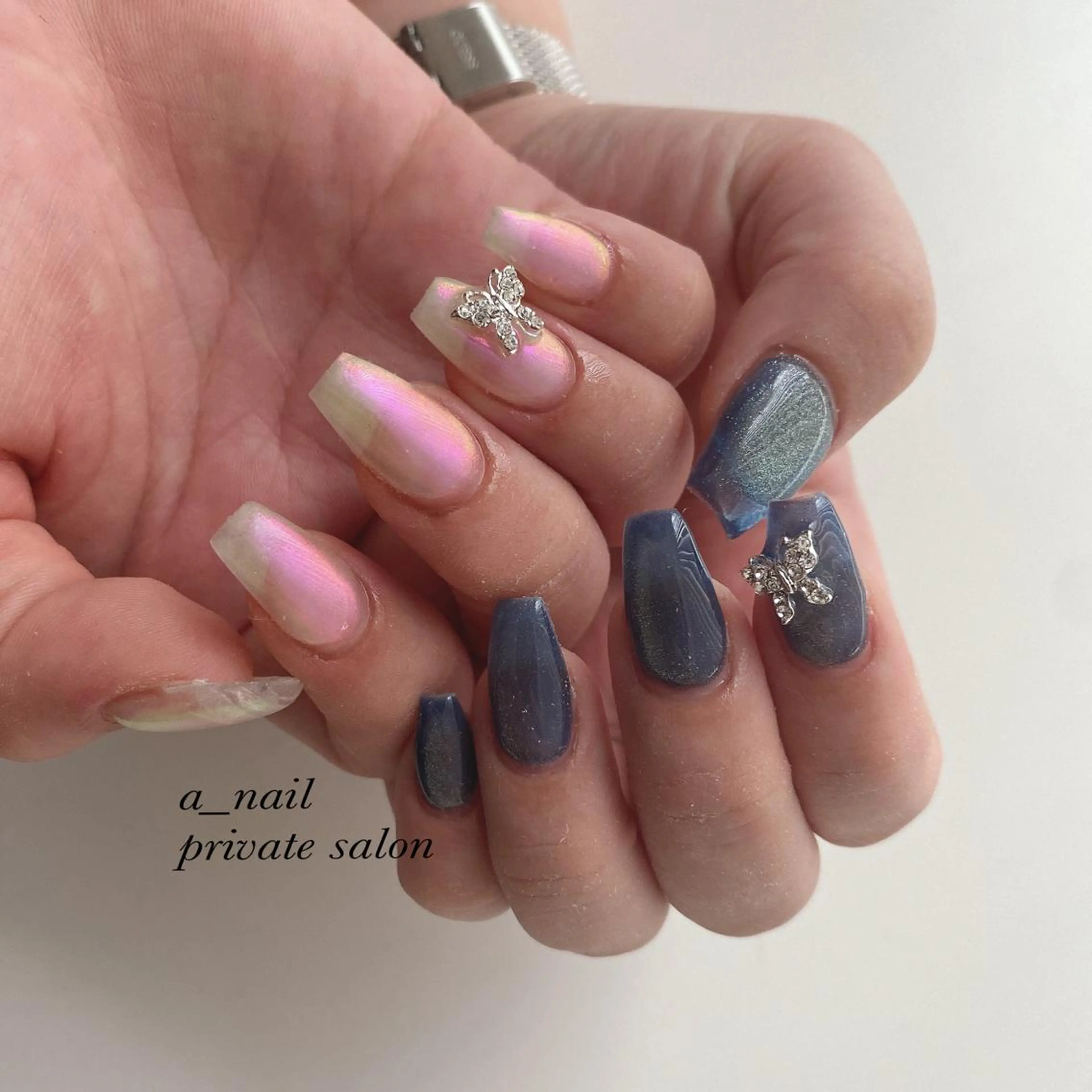 ネイル アニマル柄 フレンチネイル ジェルネイル 氷ネイル・うるうるネイル レース 菅 恵奈のネイルデザイン