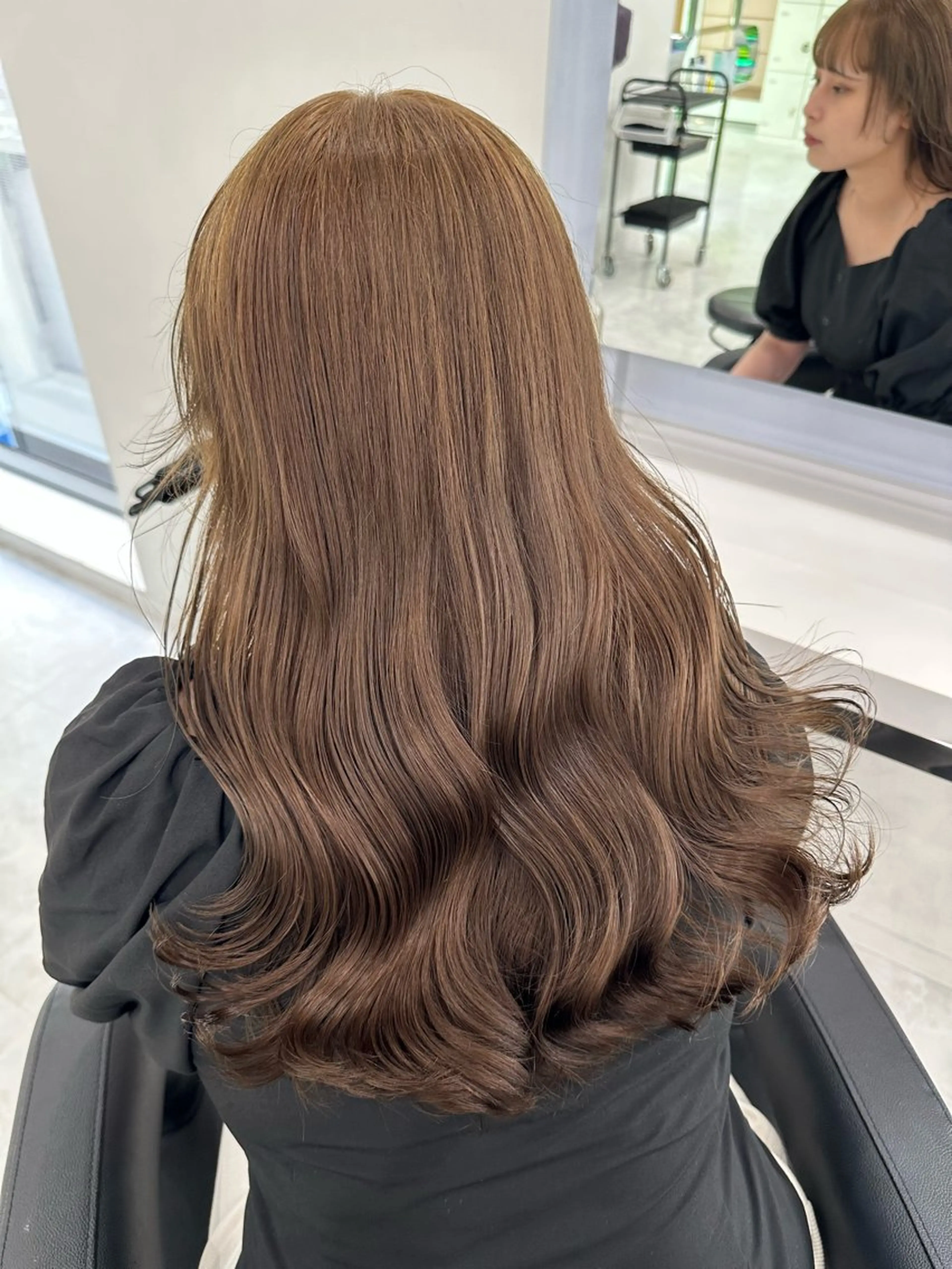 ロング アッシュ チョコレートブラウン ピンクブラウン 髪質改善 韓国風ヘア ヘアカラー トリートメント ヘッドスパ 🤎MISAKI 艶髪カラー🤎のヘアスタイル