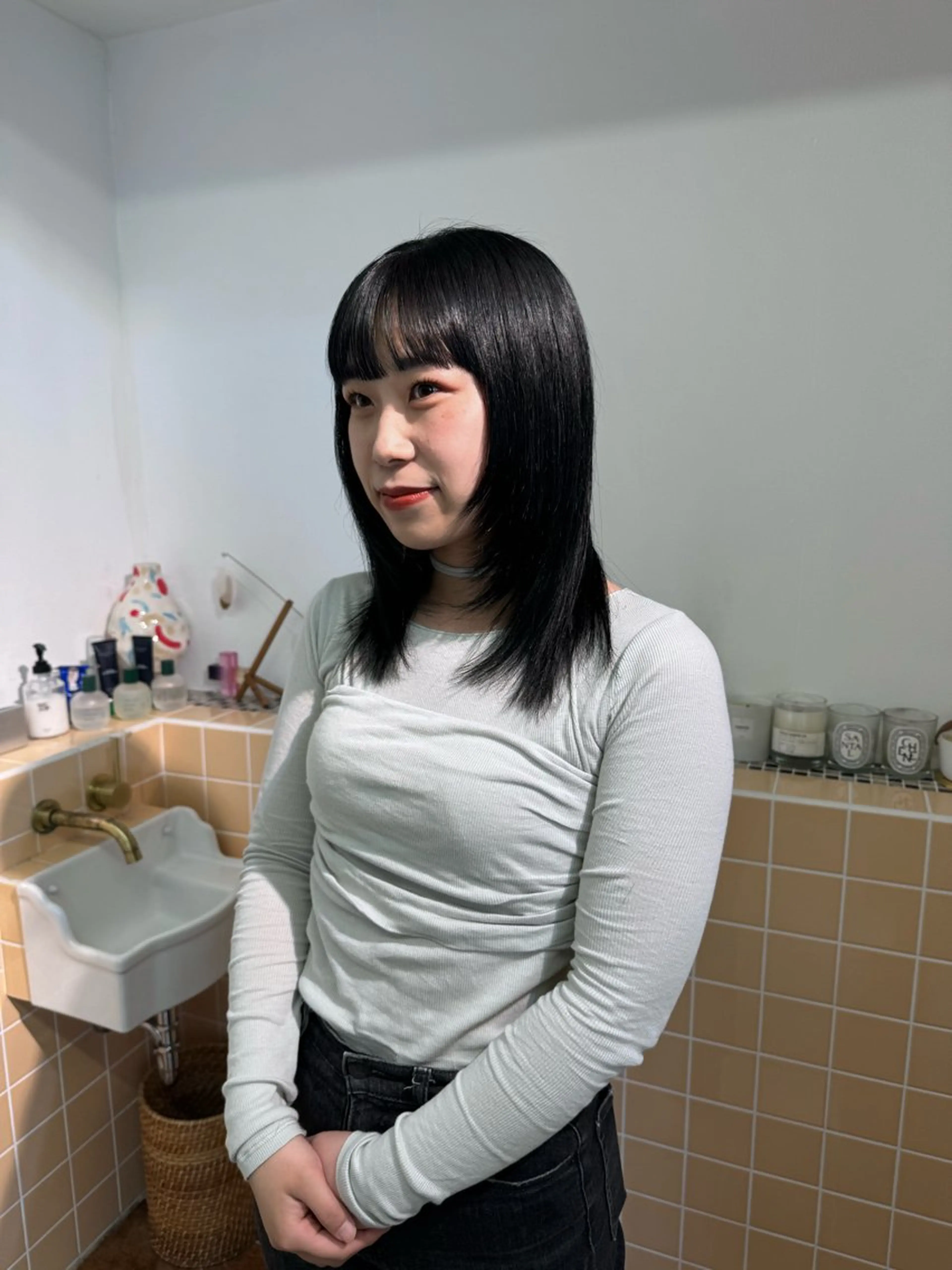 ミディアム カラー レイヤーカット カット ヘアカラー トリートメント Seeknext // Rukaのヘアスタイル