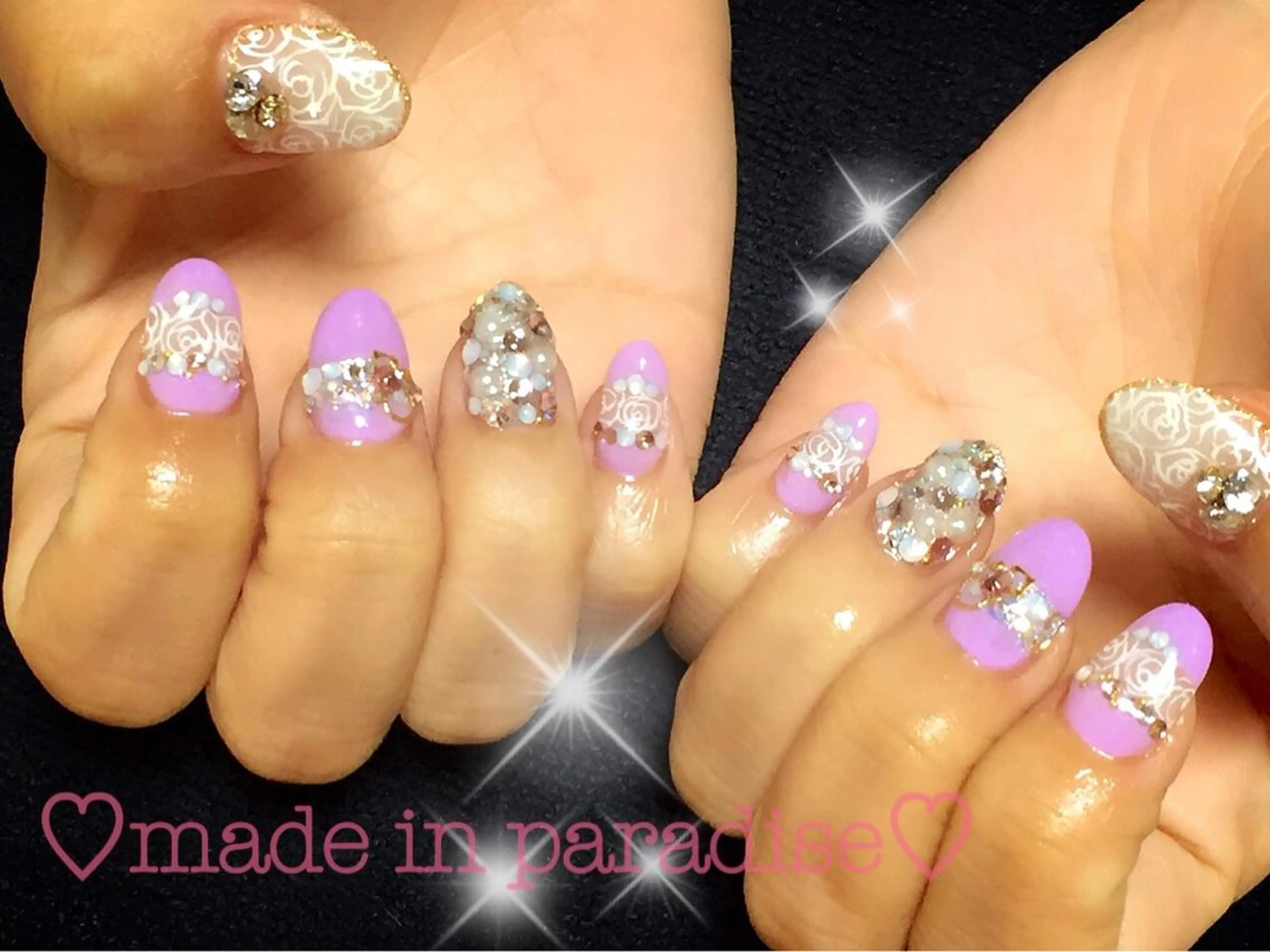 ネイル パープル うるま市サロン Yuko Izawaのネイルデザイン