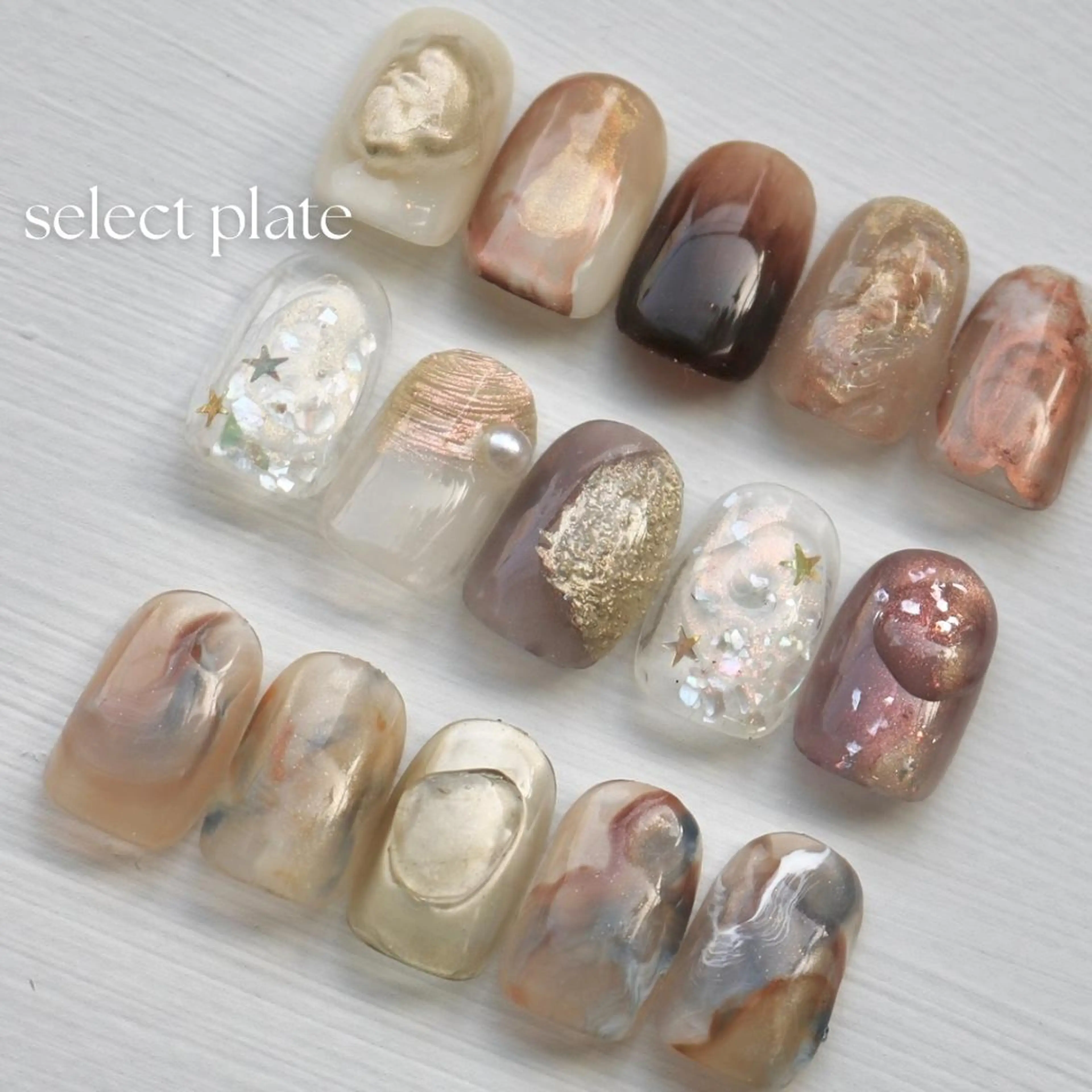 【人気No1👑✨】プレートから選べる◆セレクトアート10本🌿✨hand 5900円（オフ＋1100円・自爪育成ケア)の写真