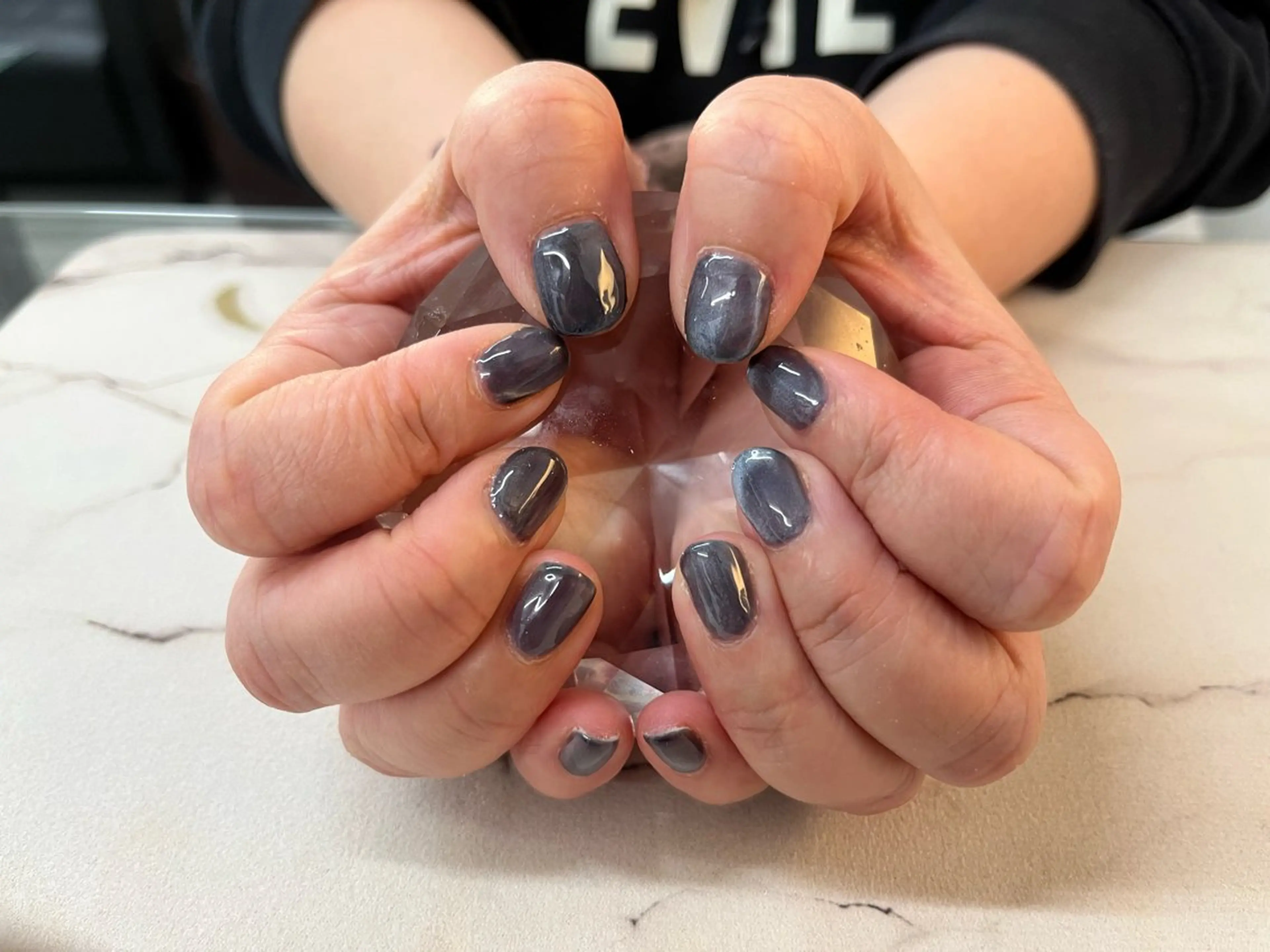 ネイル マグネットネイル ネイビー ハンドネイル Nail ecxia ／Reikaのネイルデザイン