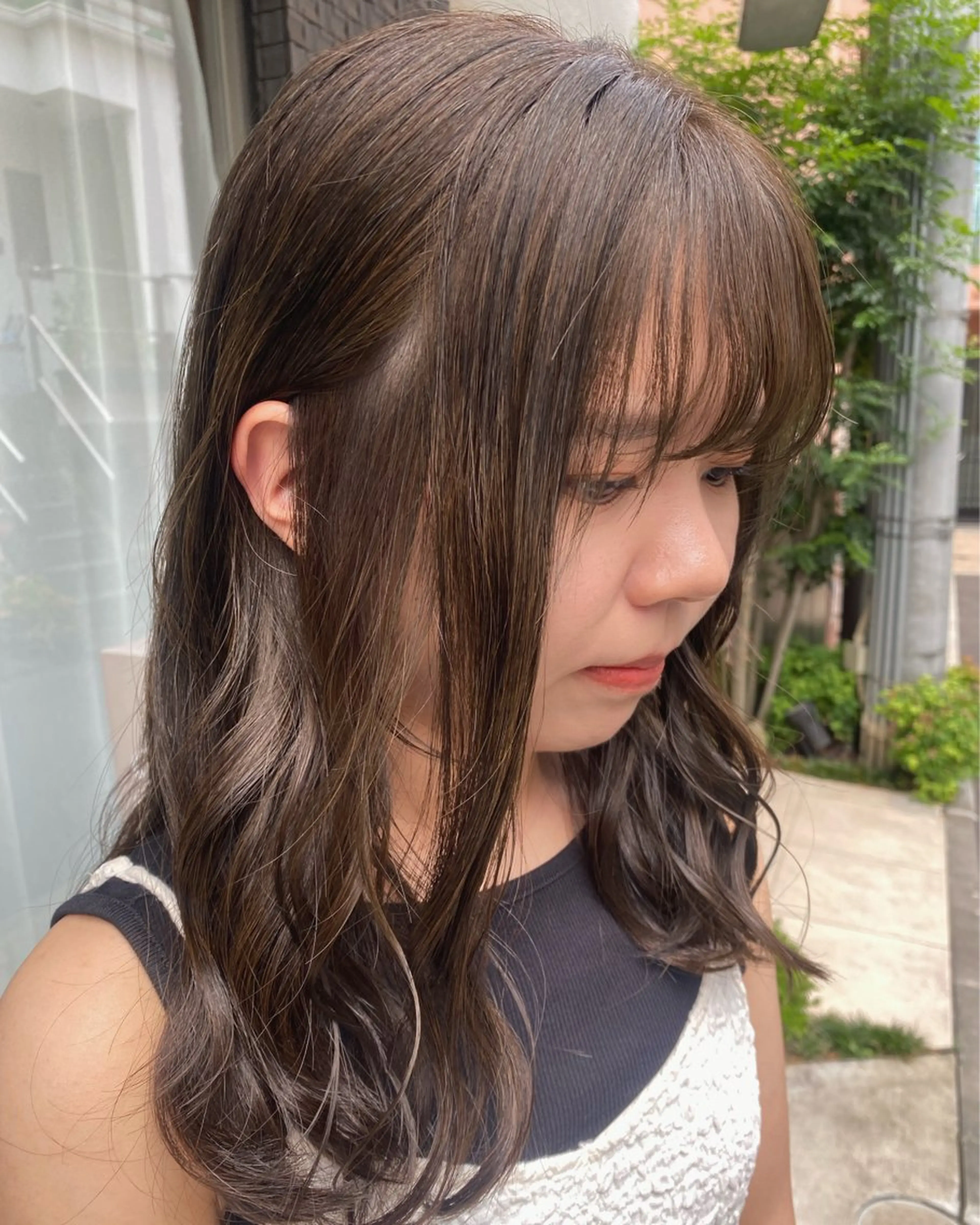 セミロング カラー ベージュカラー 透明感カラー オリーブベージュ グレージュ/透明感/ 韓国ヘア/RISAのヘアスタイル