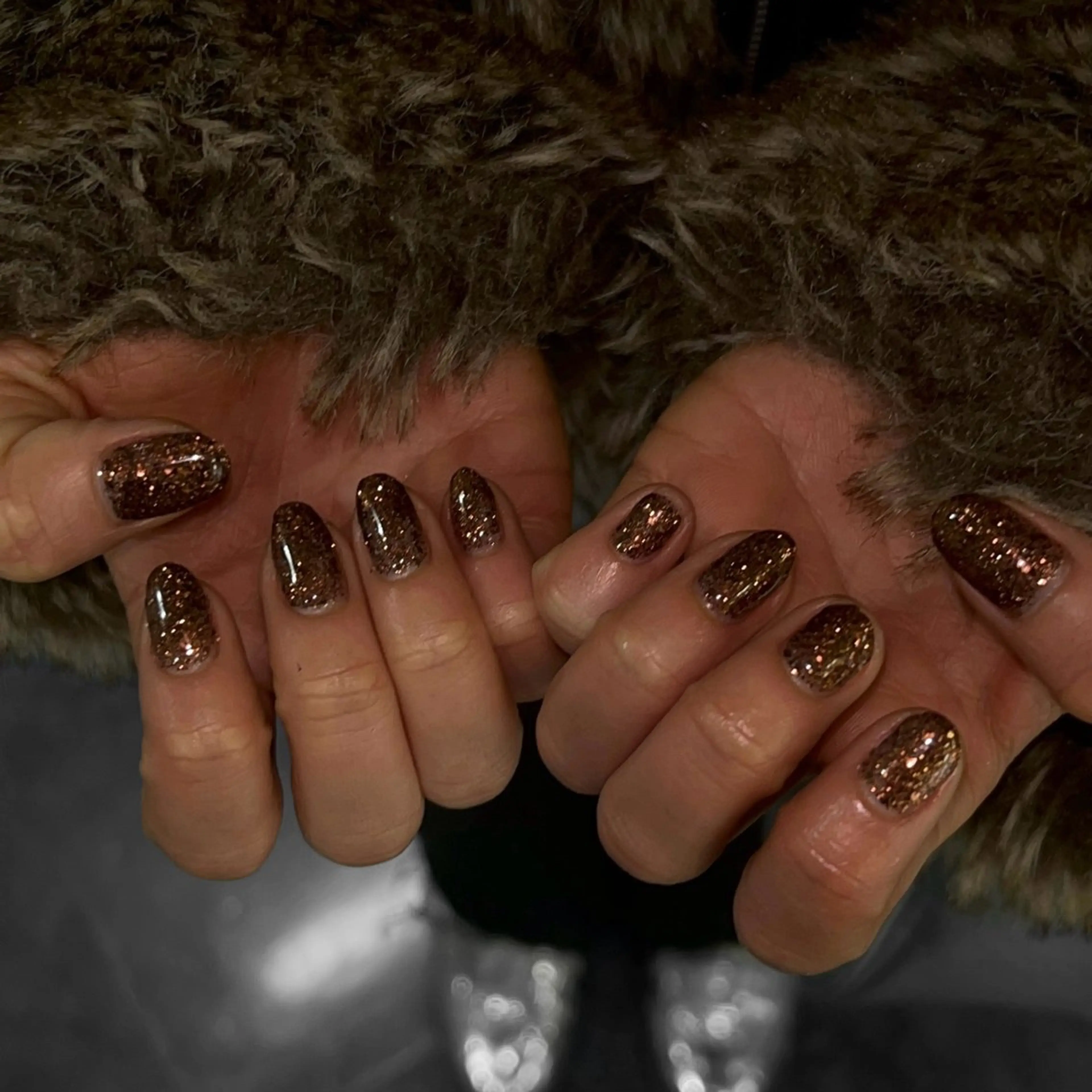 ネイル ブラウン ラメ(グリッター) minuit Fuuのネイルデザイン