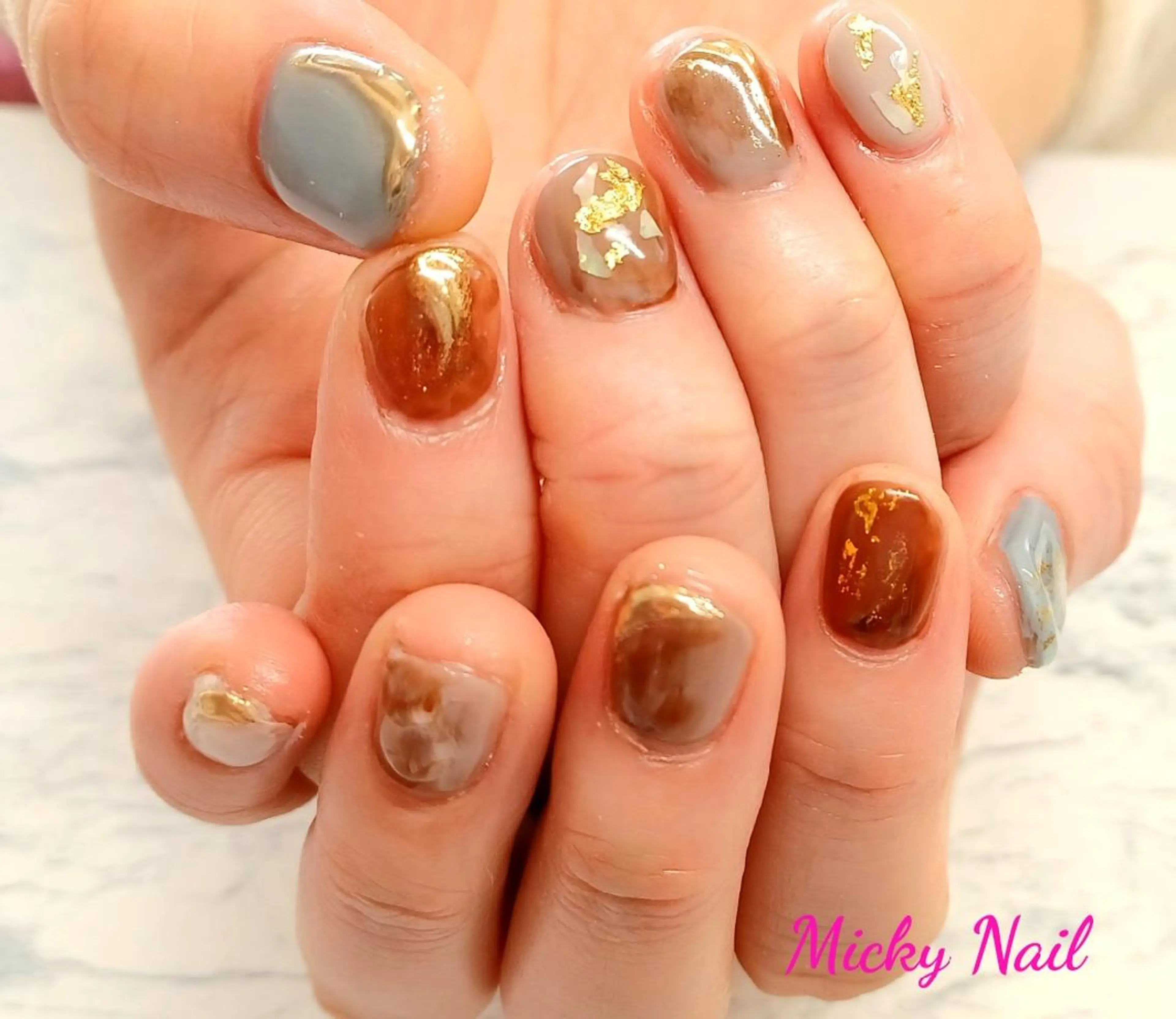 ショート ネイル ニュアンスネイル Micky nail chikushinoのネイルデザイン