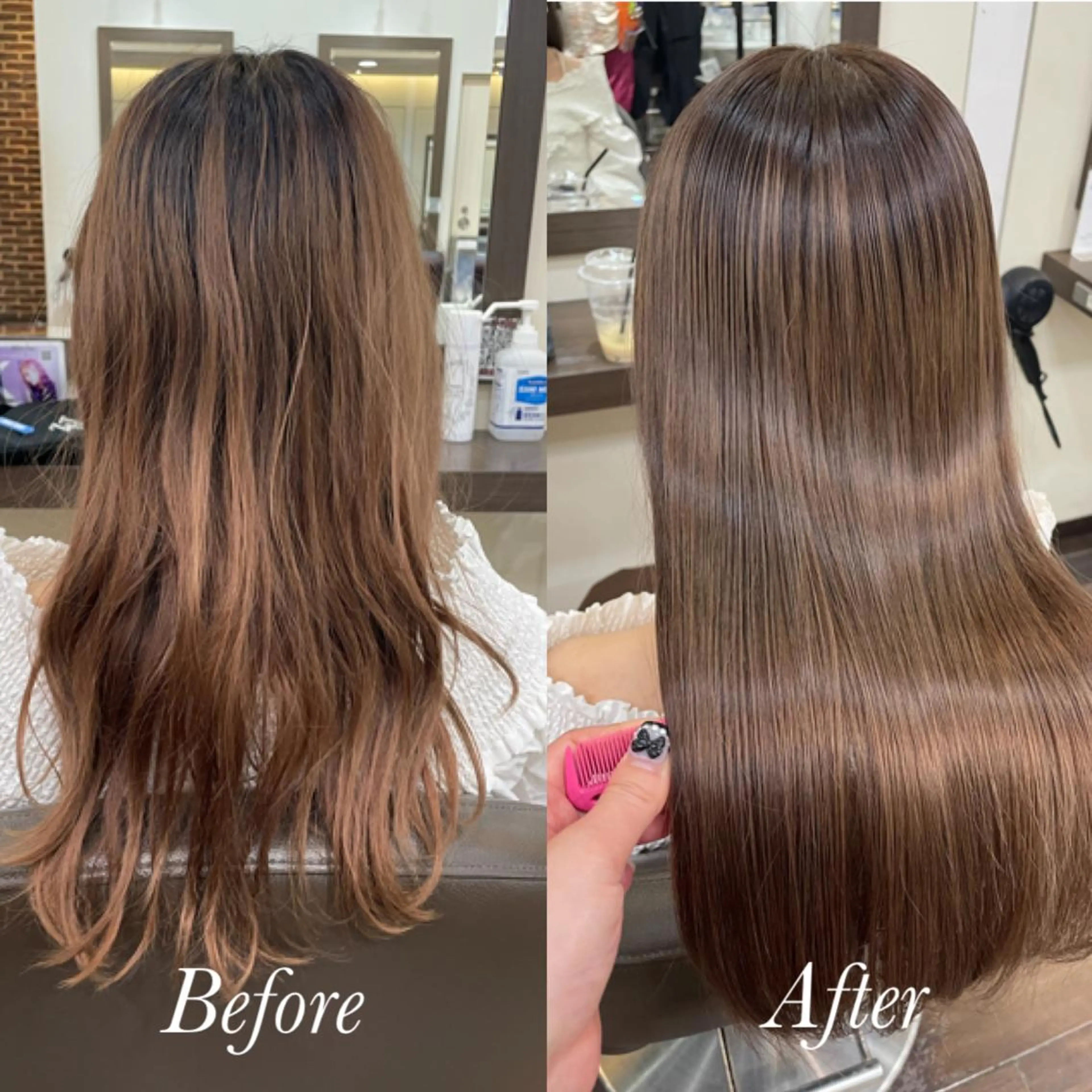 セミロング カラー 髪質改善 トリートメント ヘアカラー トリートメント aya/小顔レイヤー /柔らかカラーのヘアスタイル