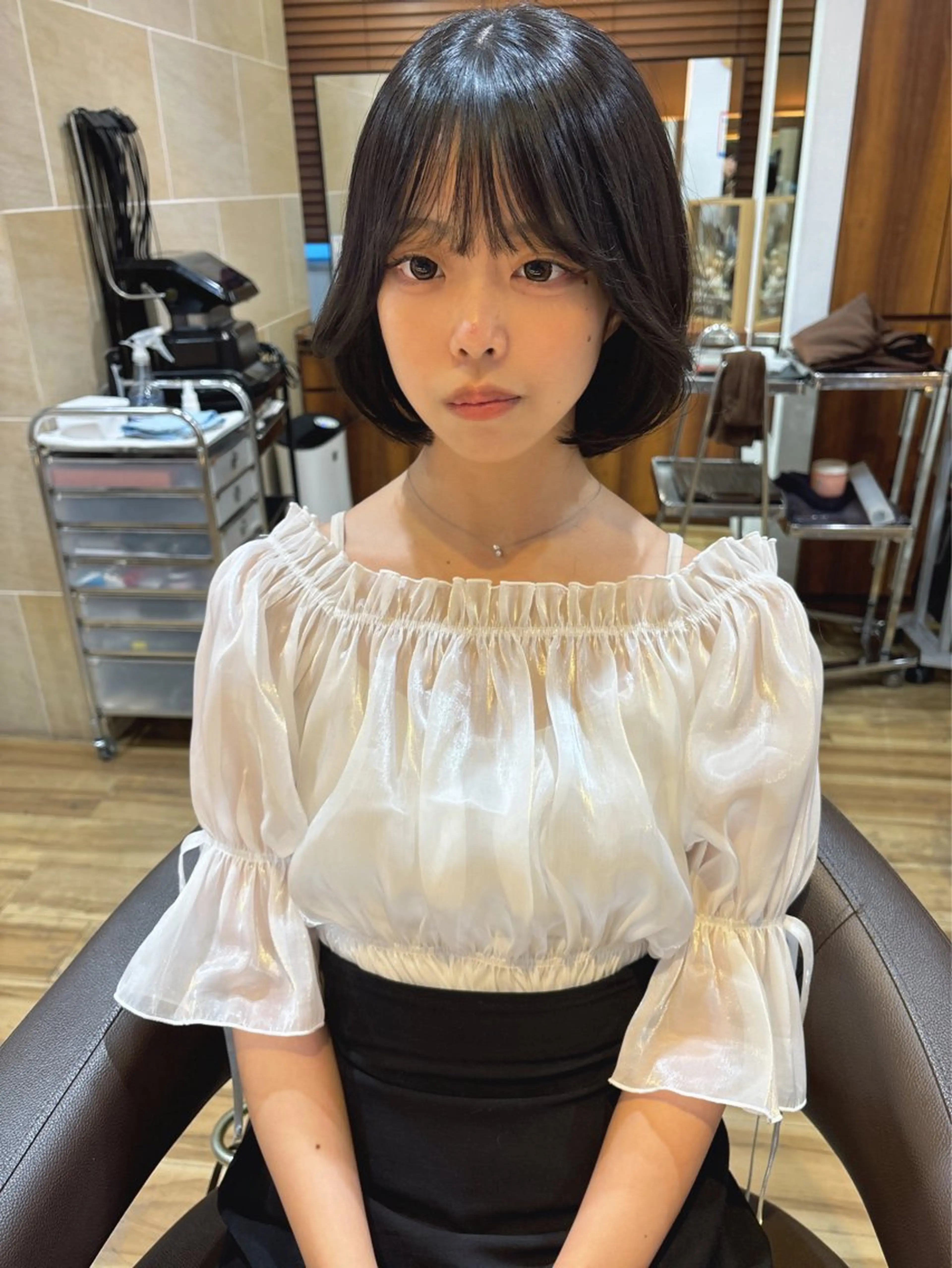 ショート ボブ 韓国風ヘア カット レイヤーカット /透明感/千葉怜寿のヘアスタイル