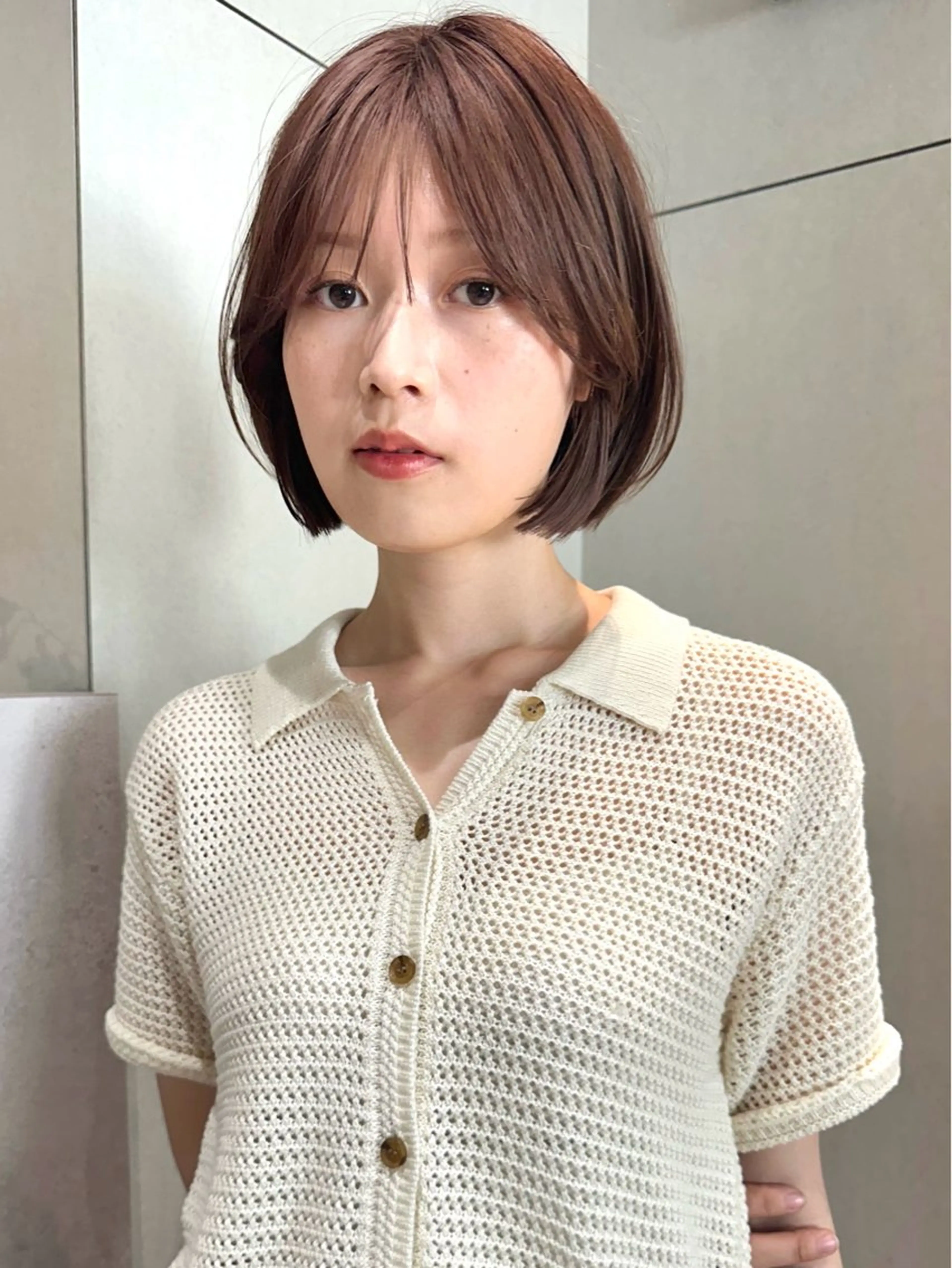 ショート カラー パーマ 🫧小顔×似合わせ× 透明感カラー🫧のヘアスタイル