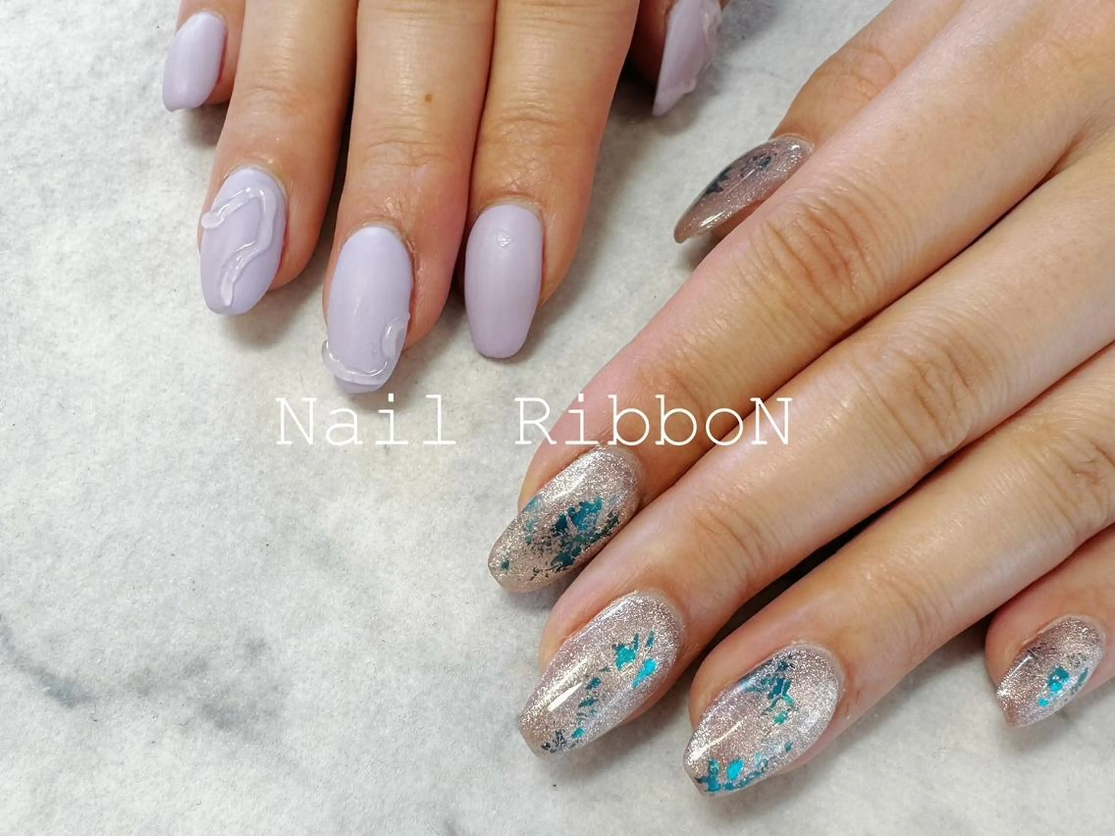 ネイル ネイルリボン 受付スタッフのネイルデザイン