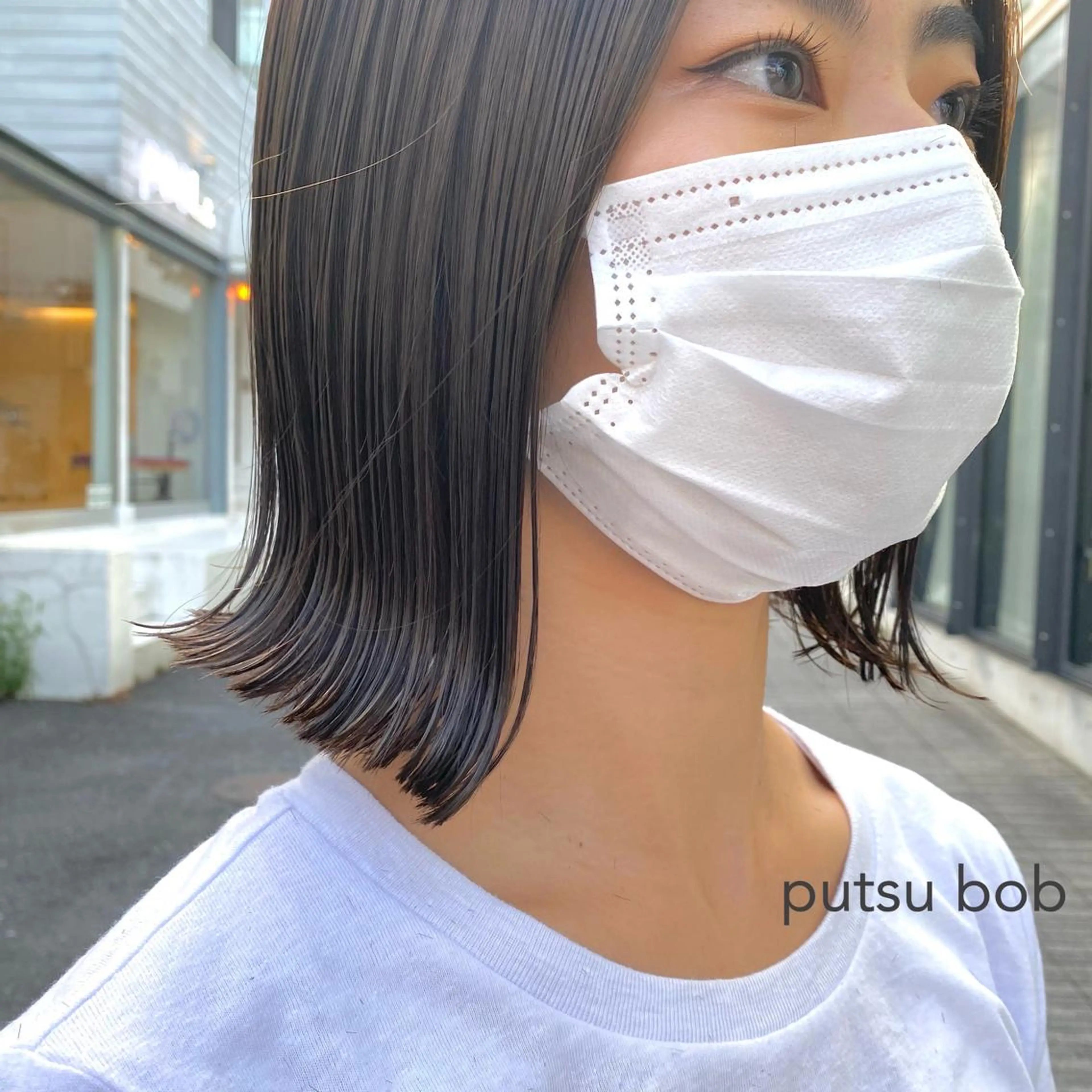 ショート 切りっぱなしボブ ボブ 外ハネヘア センターパート/ 暖色カラーayuのヘアスタイル