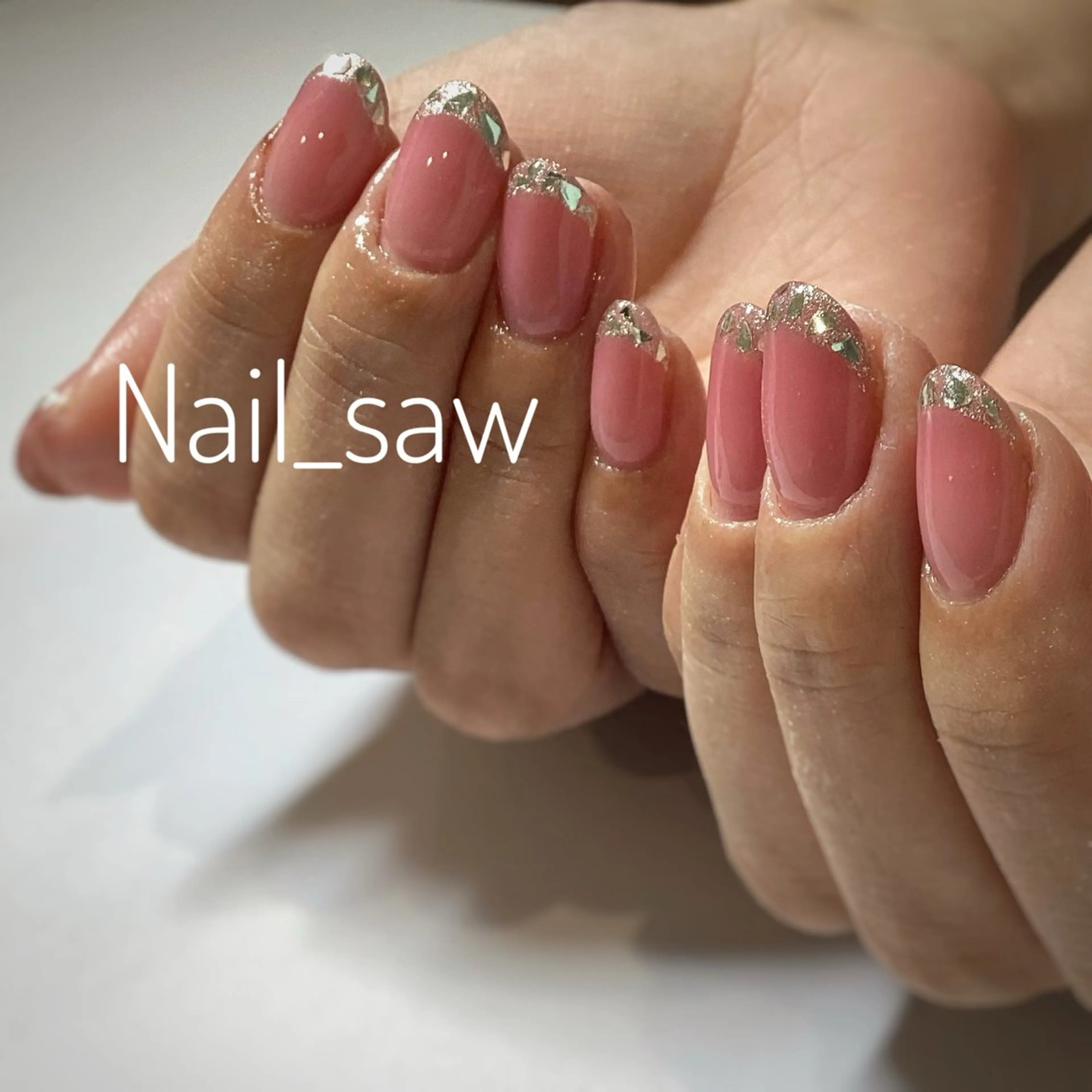 ネイル フレンチネイル ガラスフレンチ ハンドネイル Y. Saoriのネイルデザイン