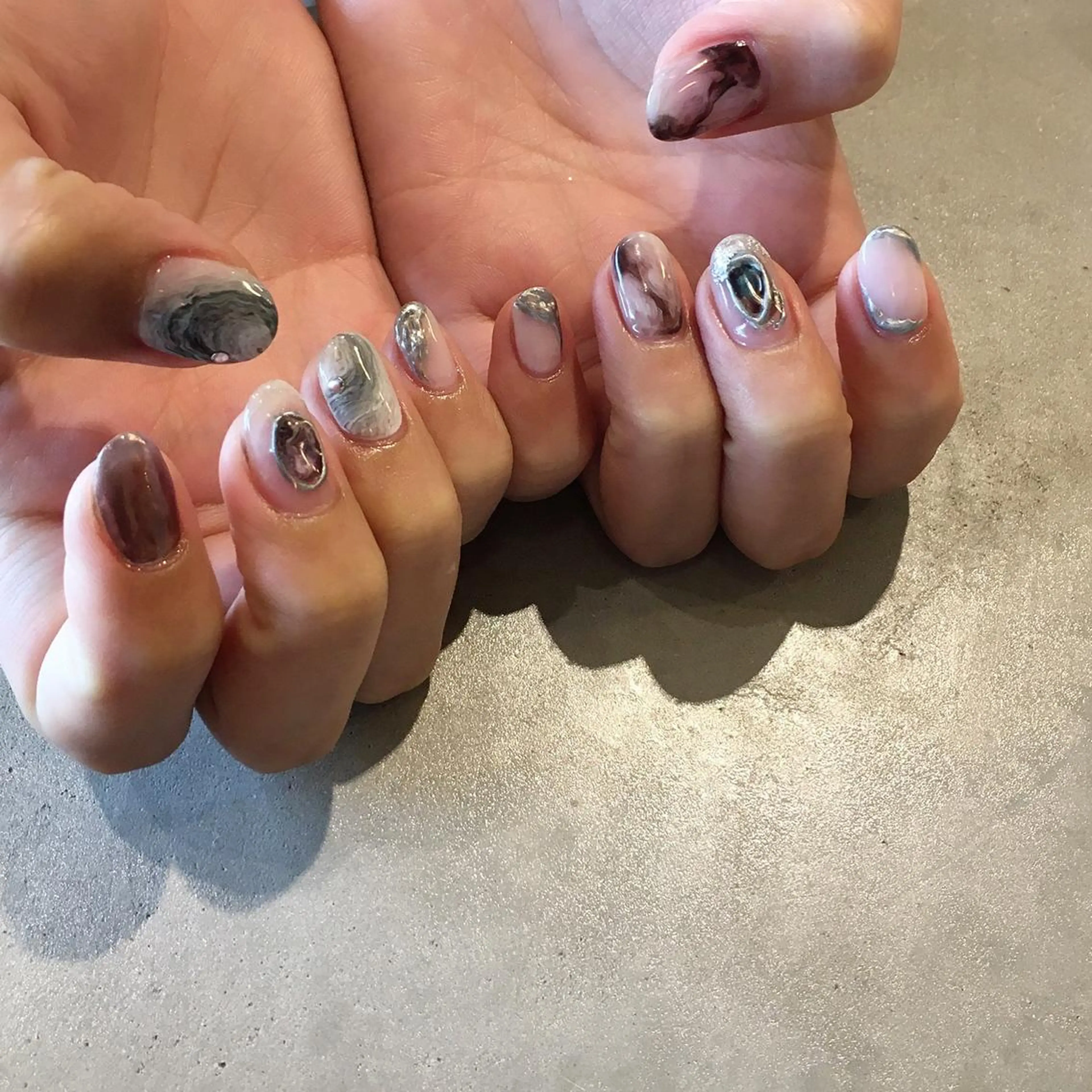 ネイル アートネイル 長さ出し ジェルネイル マットネイル ミラーネイル ハンドネイル nail salon Soeurのネイルデザイン