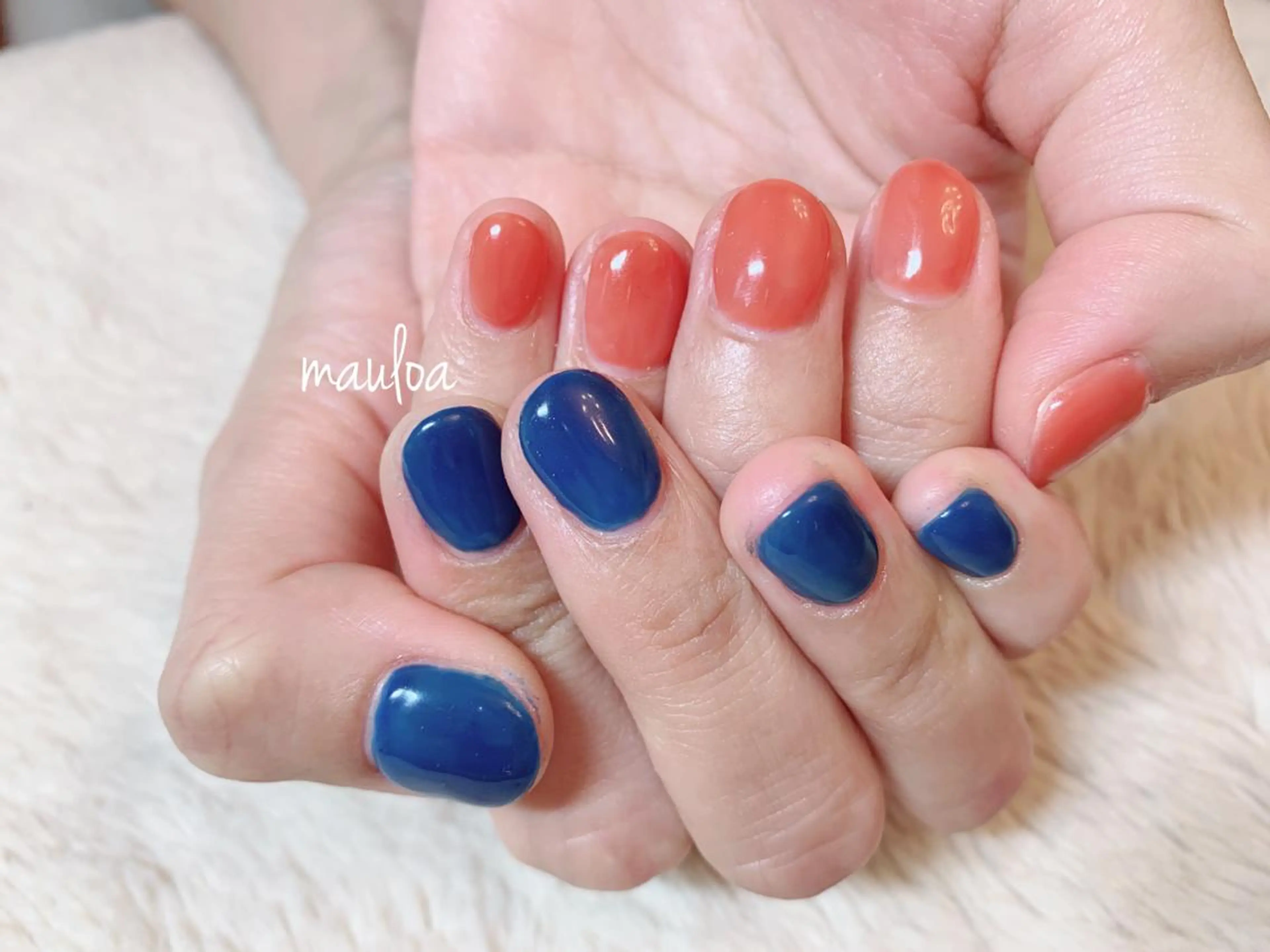 ネイル ワンカラーネイル オレンジ ピンク pipi..所属・pipi ..のネイルデザイン