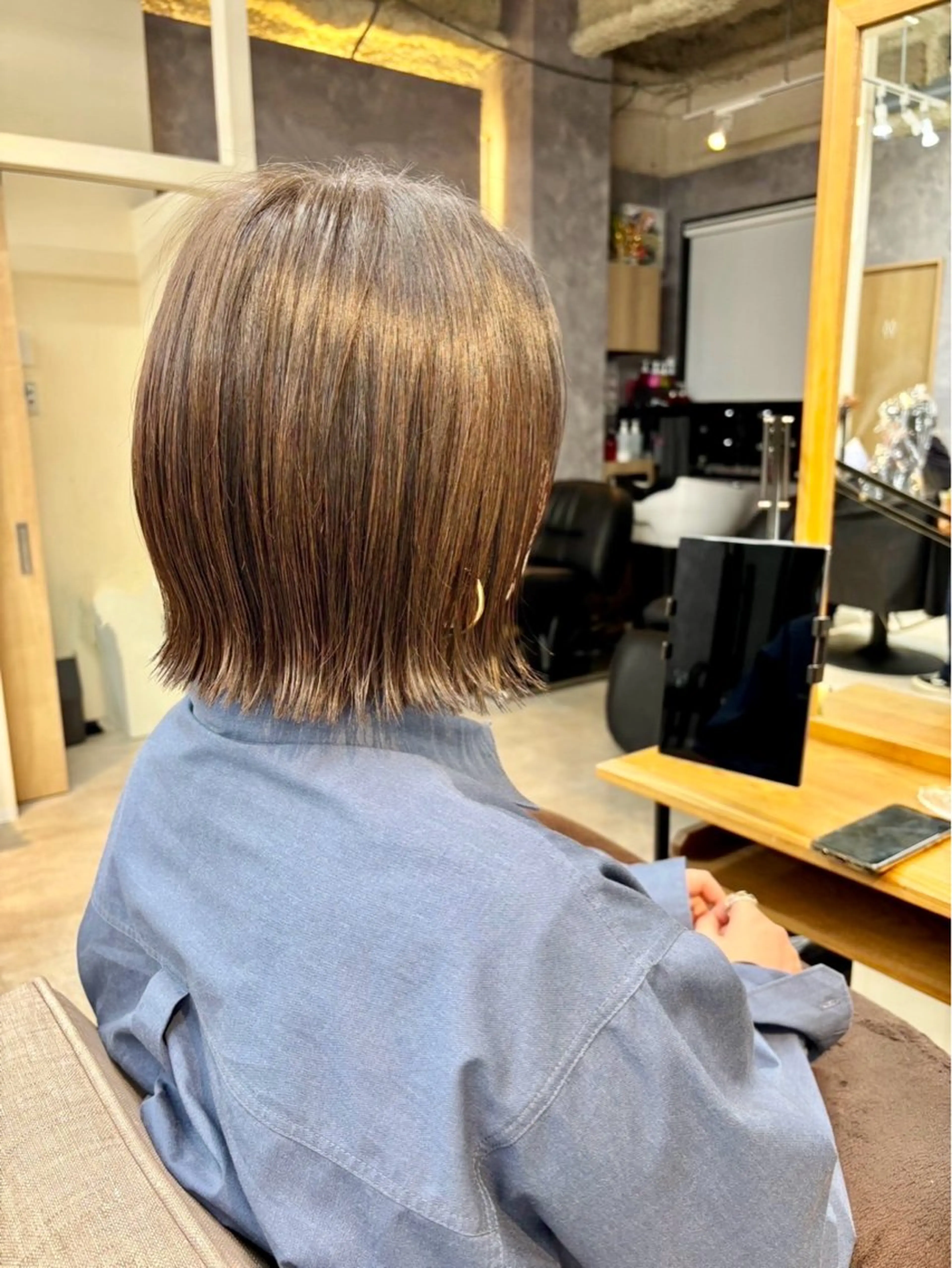 ミディアム カット ヘアカラー トリートメント 桜木町2分/くびれ /ボブ/ナチュラルのヘアスタイル