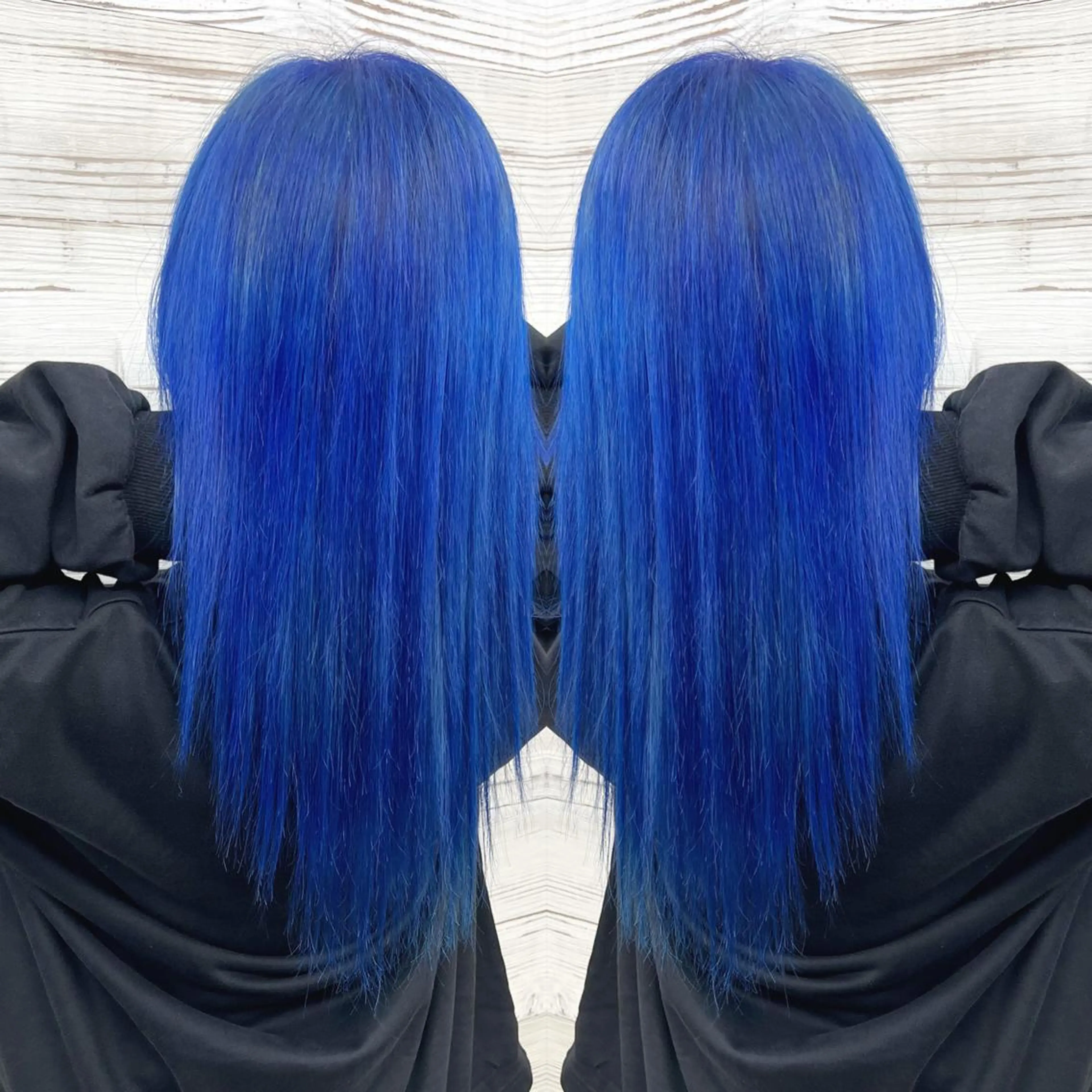 ロング カラー ヘアアレンジ ブリーチ ブルーカラー ヘアカラー トリートメント 枝毛カット＆髪質改善 満足NO.1岡しゃんのヘアスタイル