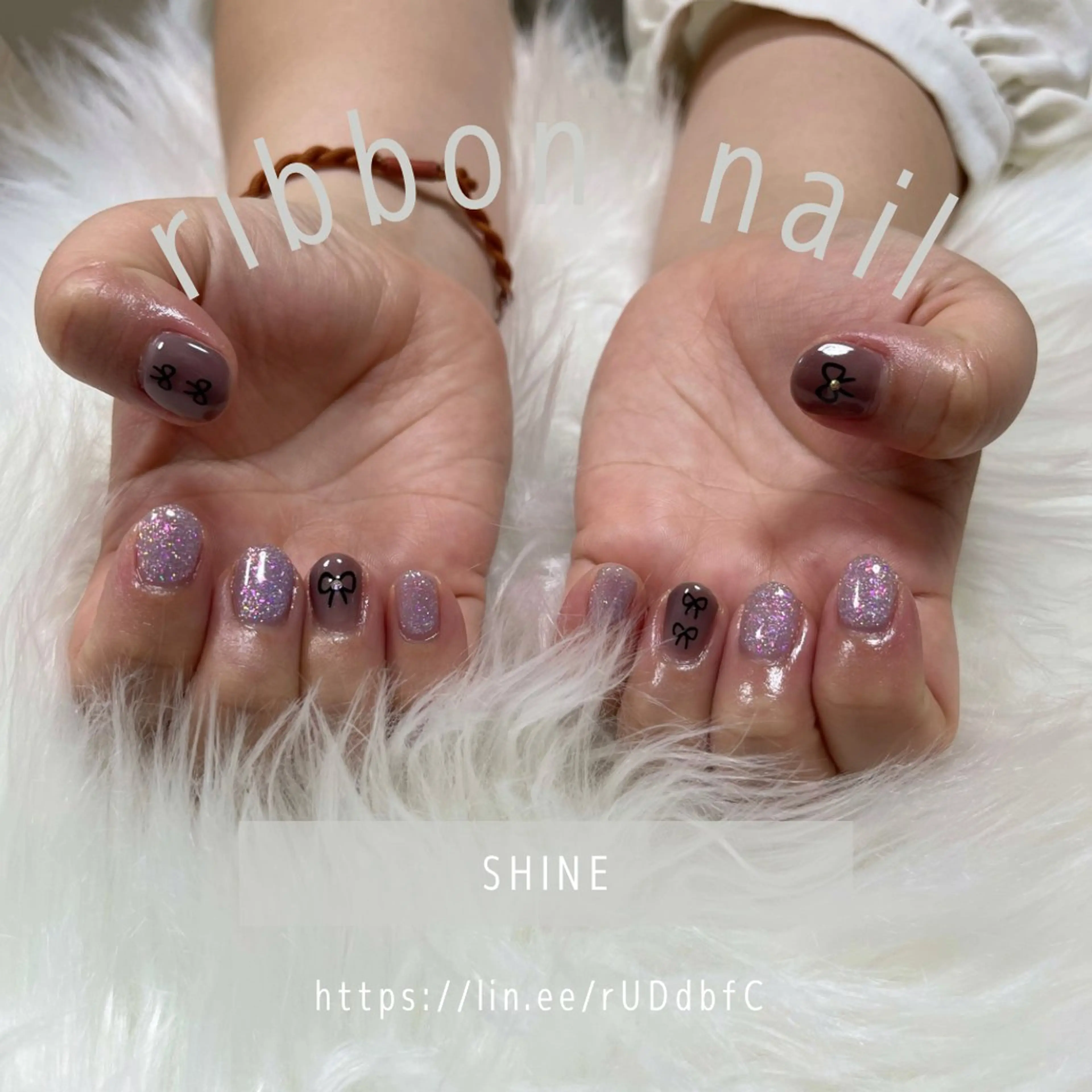 ネイル リボン SHINE nail salonのネイルデザイン