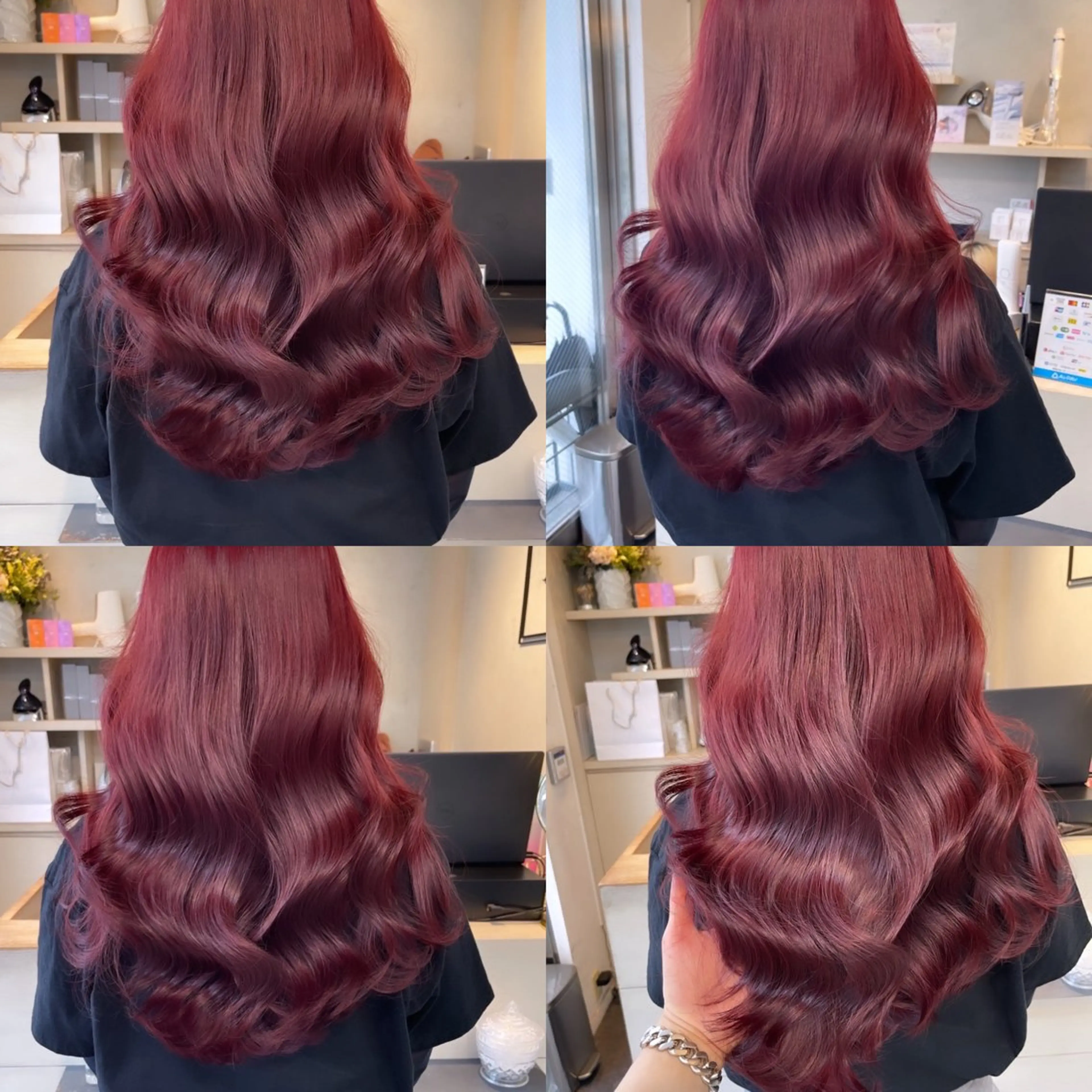 ロング カラー ブリーチ カシス ブリーチなしカラー ピンクカラー JEWIL原宿所属・渡辺 杏斗龍のヘアスタイル