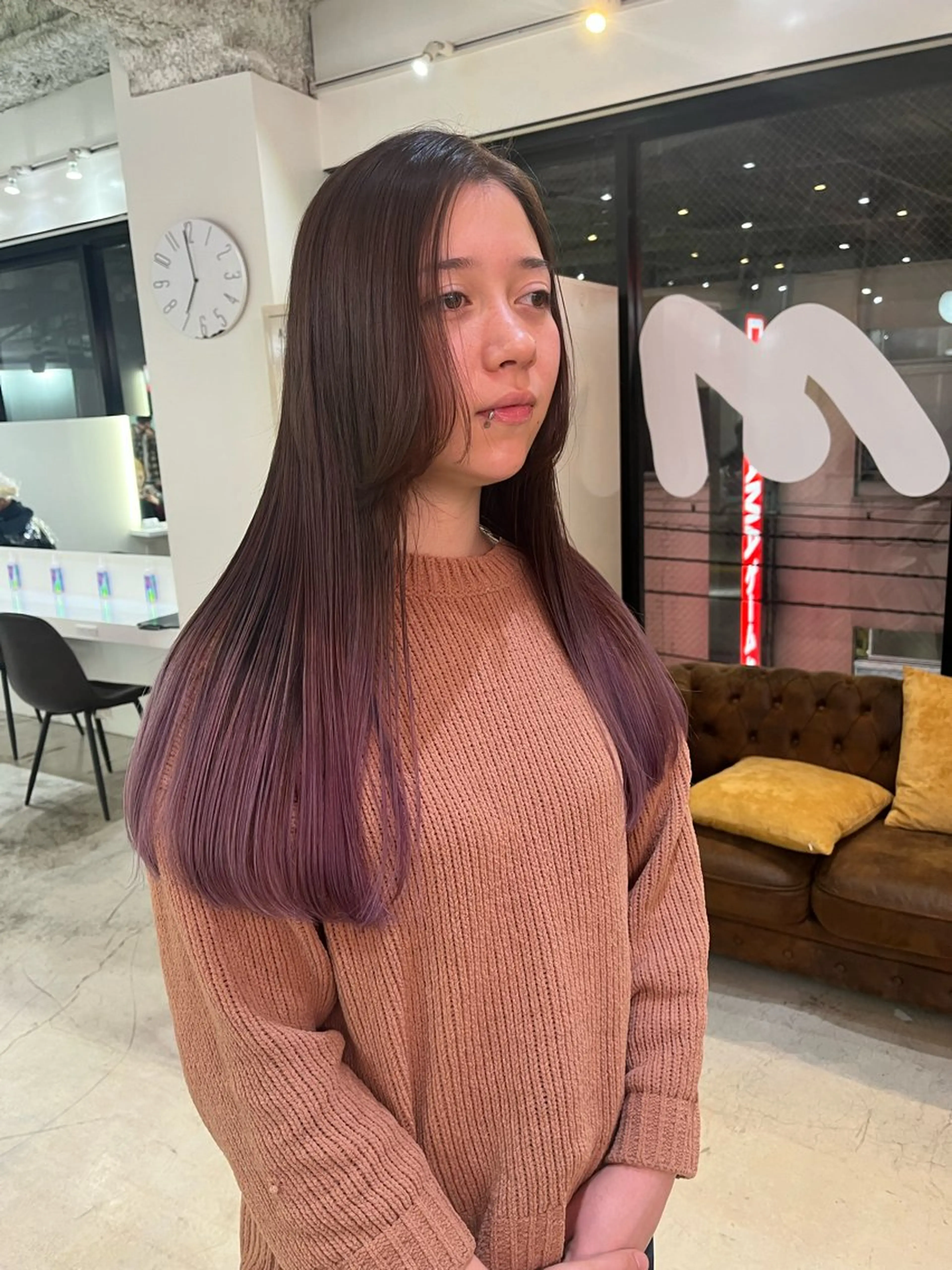 セミロング カラー カット ヘアカラー トリートメント 🐝ハイトーン× レイヤーボブ/牧原のヘアスタイル