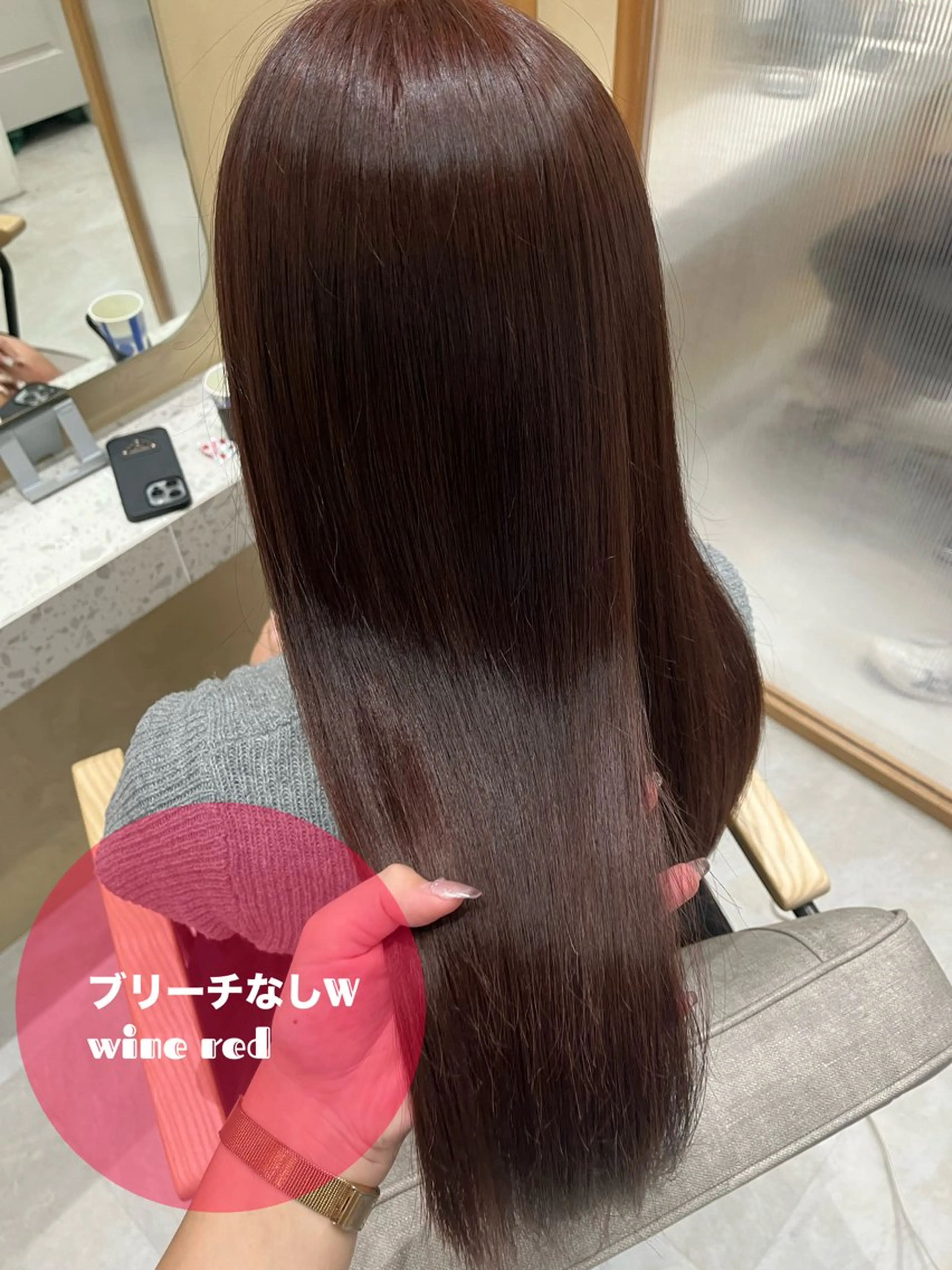 セミロング カラー ヘアアレンジ ブリーチ ブリーチなしカラー レッドカラー 🥀暖色韓国ヘア💕 保科侑花のヘアスタイル