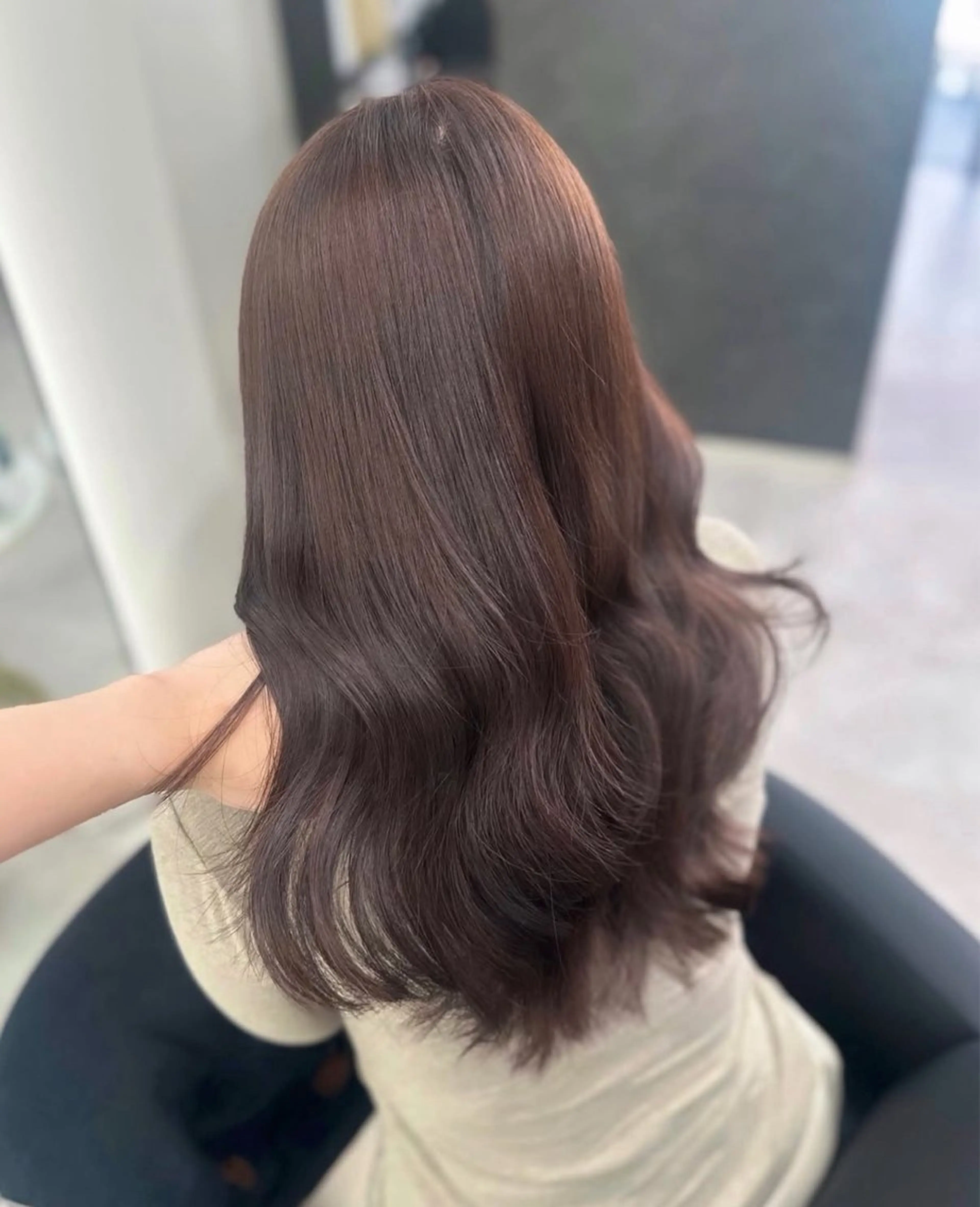 ロング カラー ブラウンカラー ココアブラウン 縮毛矯正/艶カラー /髪質改善/なんばのヘアスタイル