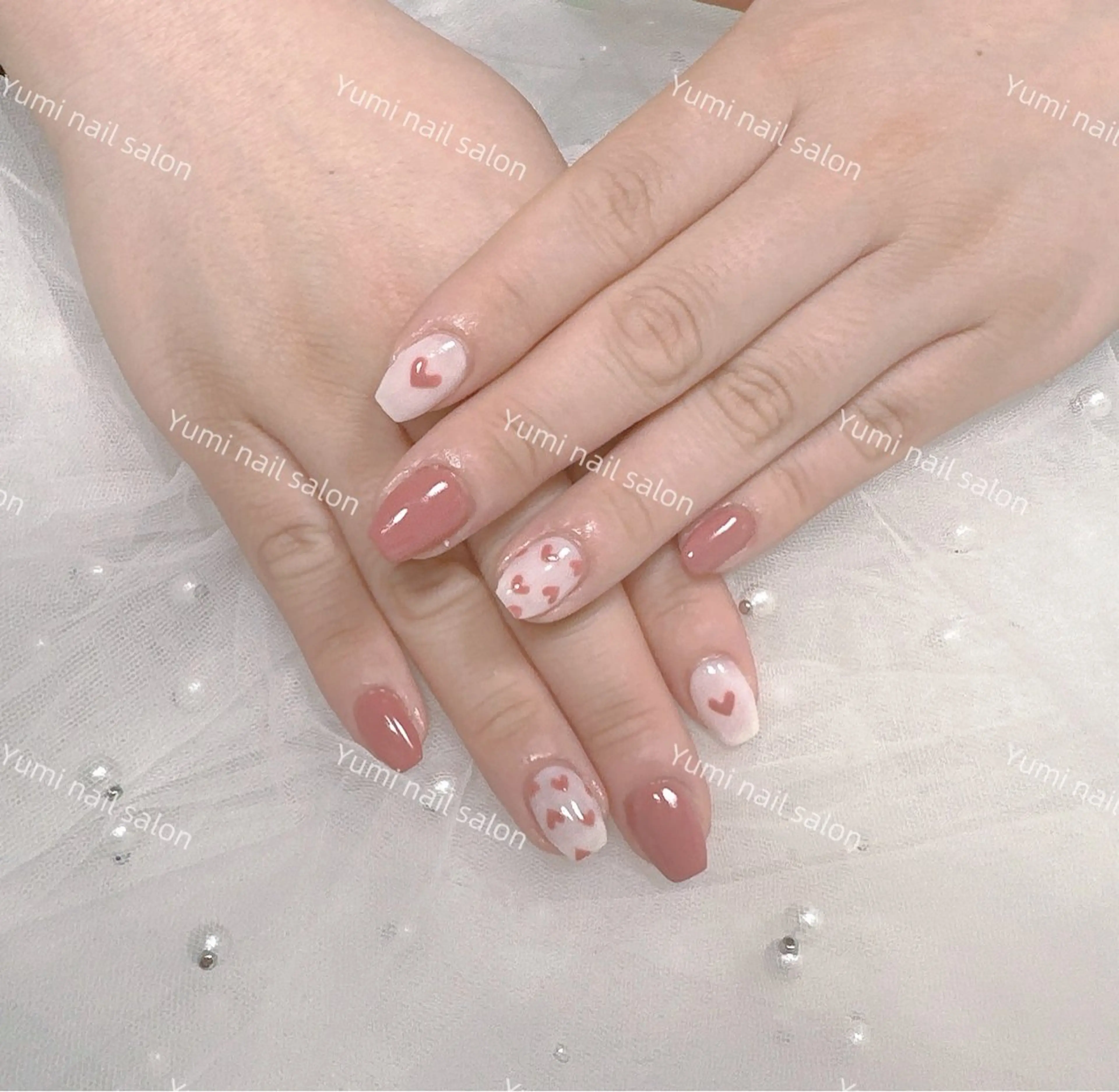 ネイル shineジェル& チップ長さだしのネイルデザイン