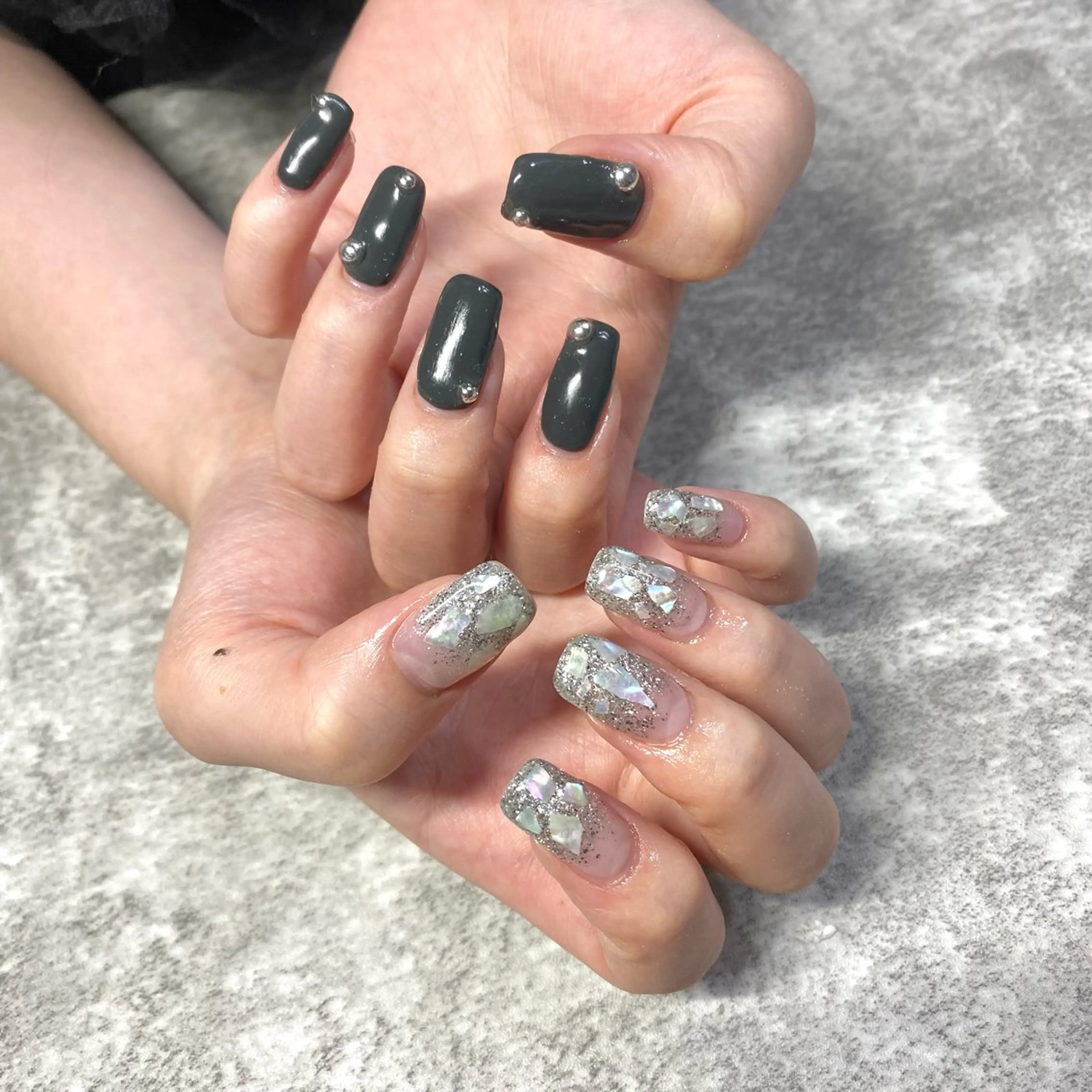 ネイル ラメ(グリッター) シルバー ハンドネイル ★Rinail... .のネイルデザイン