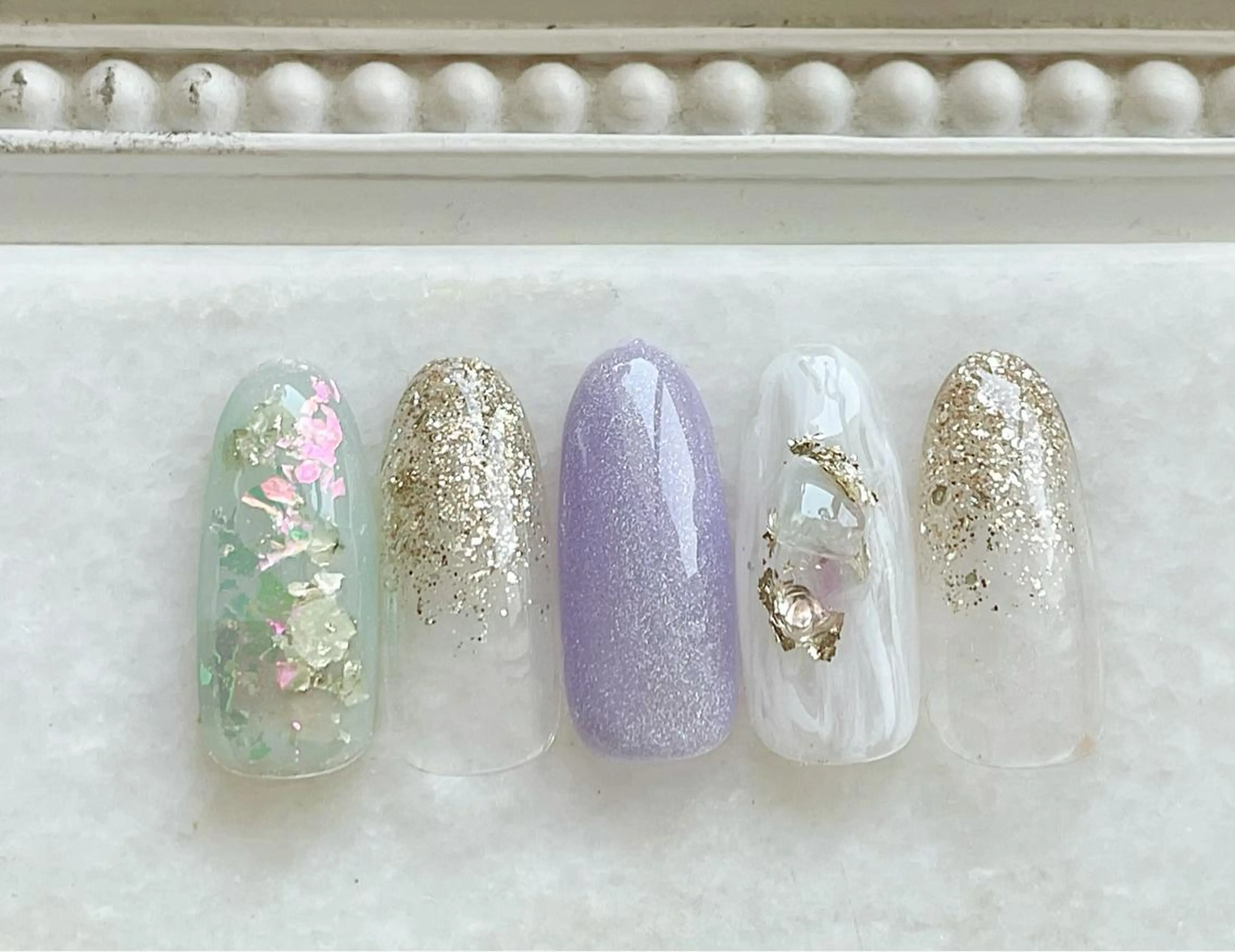 ネイル ジェルネイル キラキラネイル パラジェル パープル 春ネイル ハンドネイル Satomi  のネイルデザイン