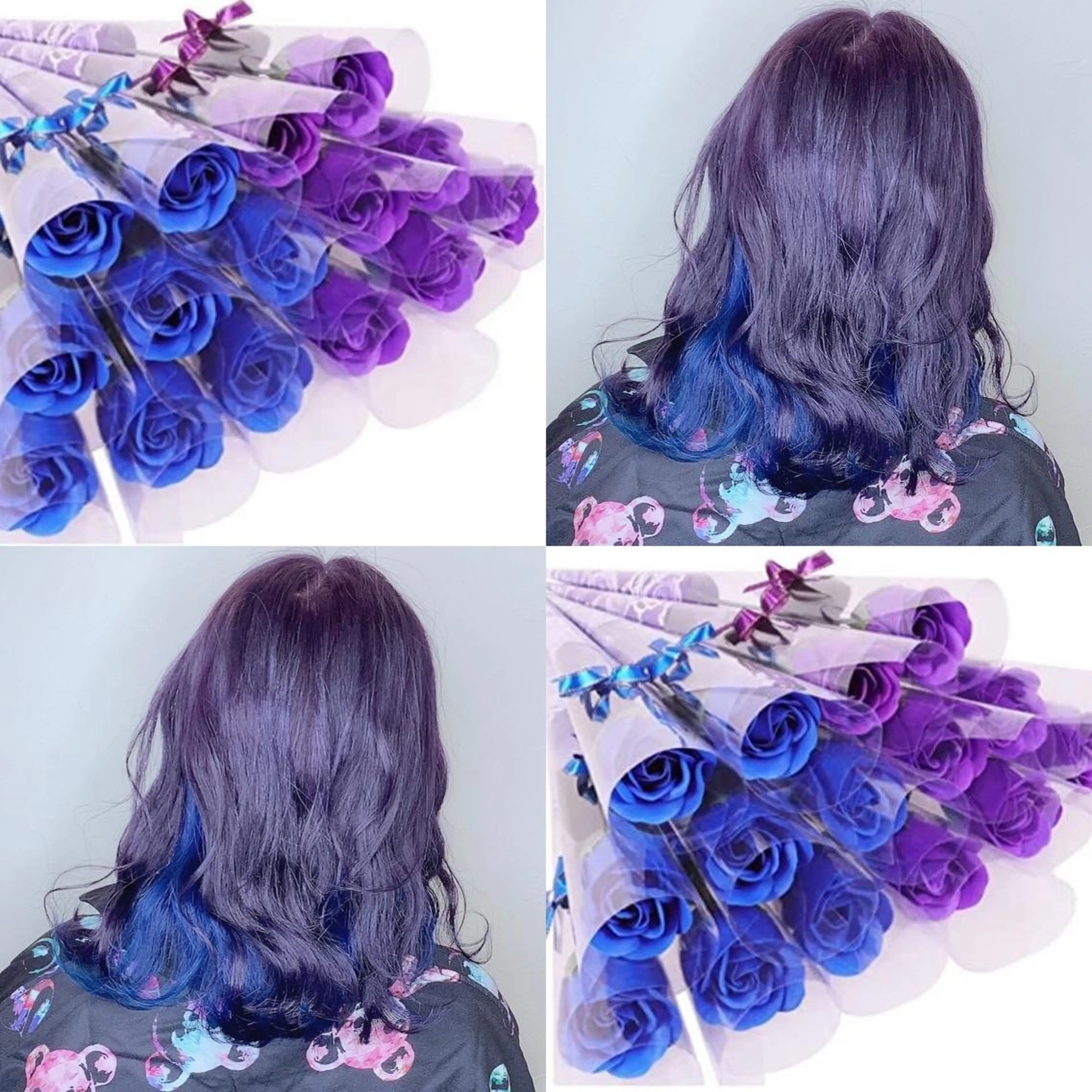 セミロング カラー メンズ ブルーカラー ラベンダーカラー 熊谷ウルフ・レイヤー あゆむのヘアスタイル