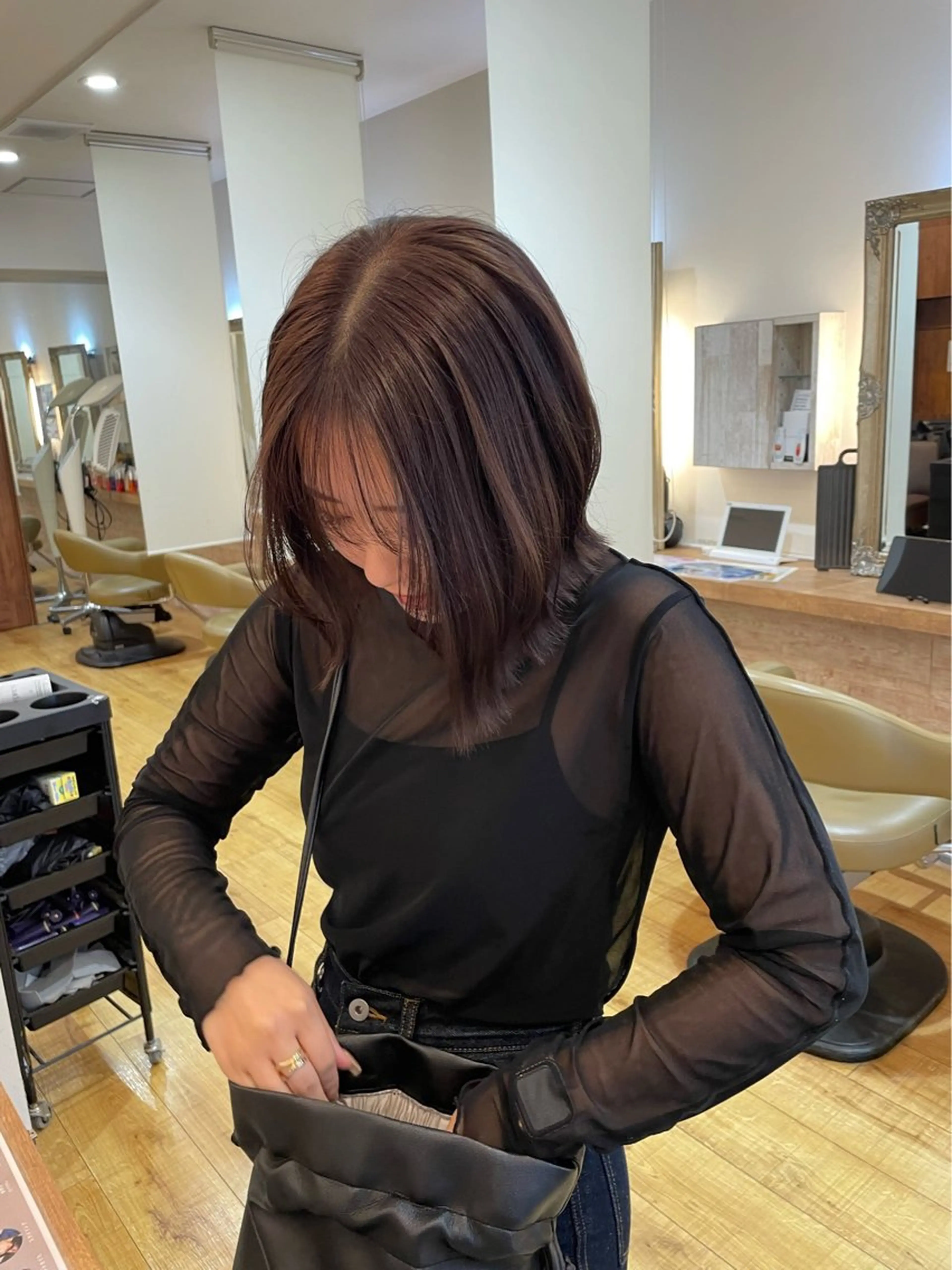ミディアム カラー 切りっぱなしボブ ボブ 柔らかブラウンカラー 🐈🤎Rikoのヘアスタイル